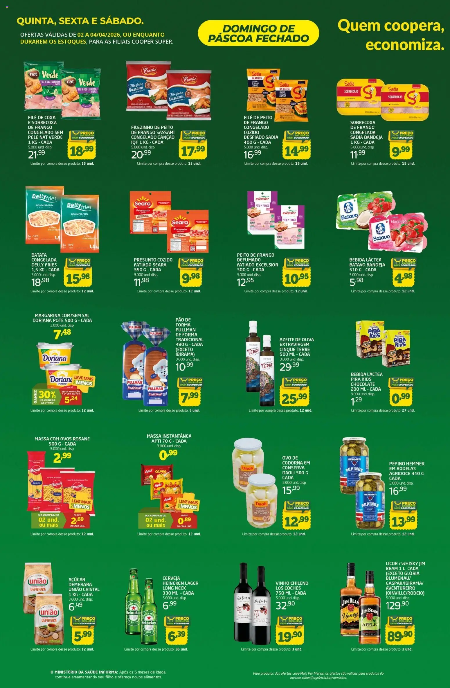 Cooper Folheto - válido de 02.04.2026 | Página: 2 | Produtos: Doriana, Chocolate, Presunto, Peito de frango