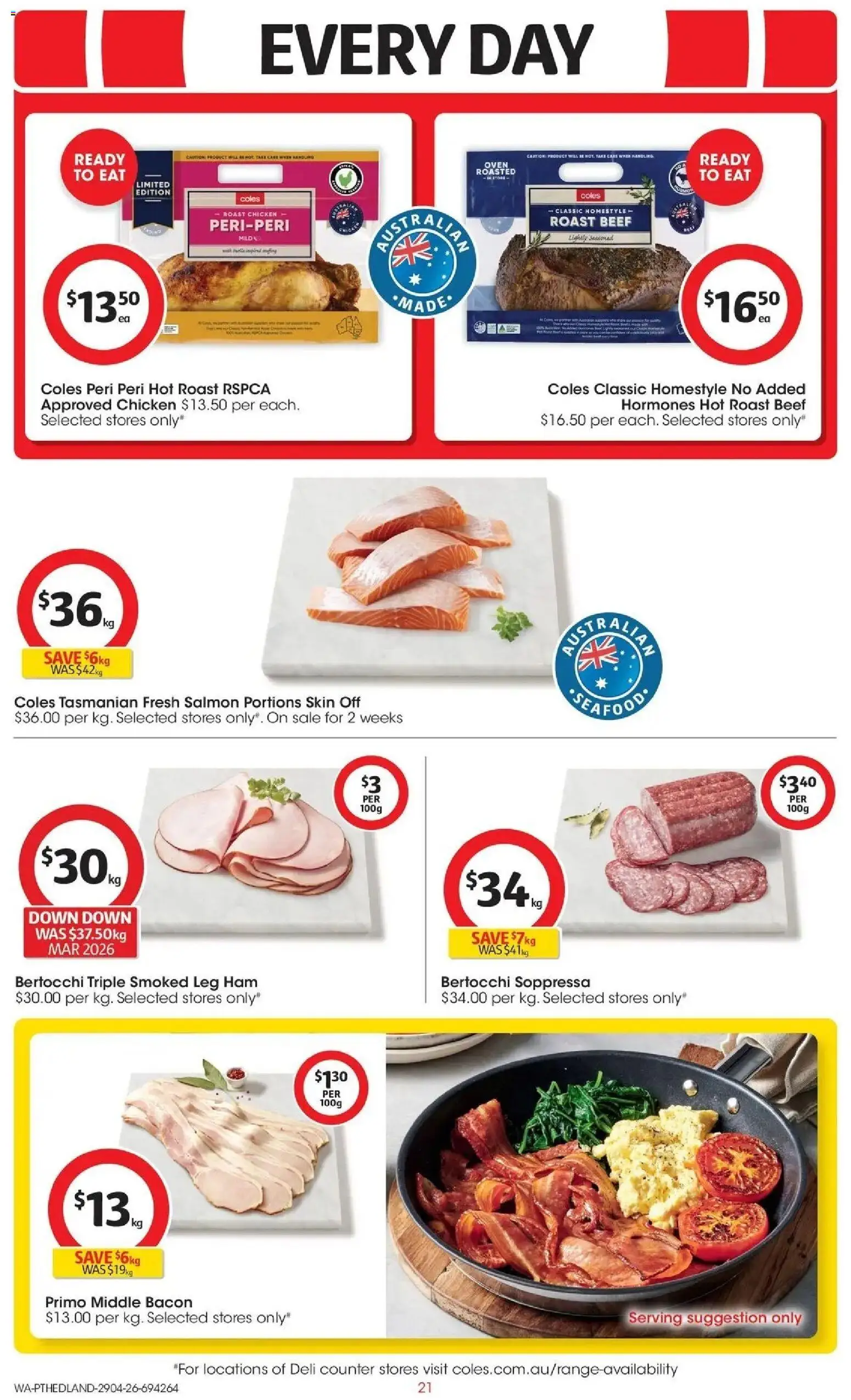 Coles catalogue - valid from 28.04.2026 | Page: 21 | Products: Bacon, Ham, Salmon, Oven