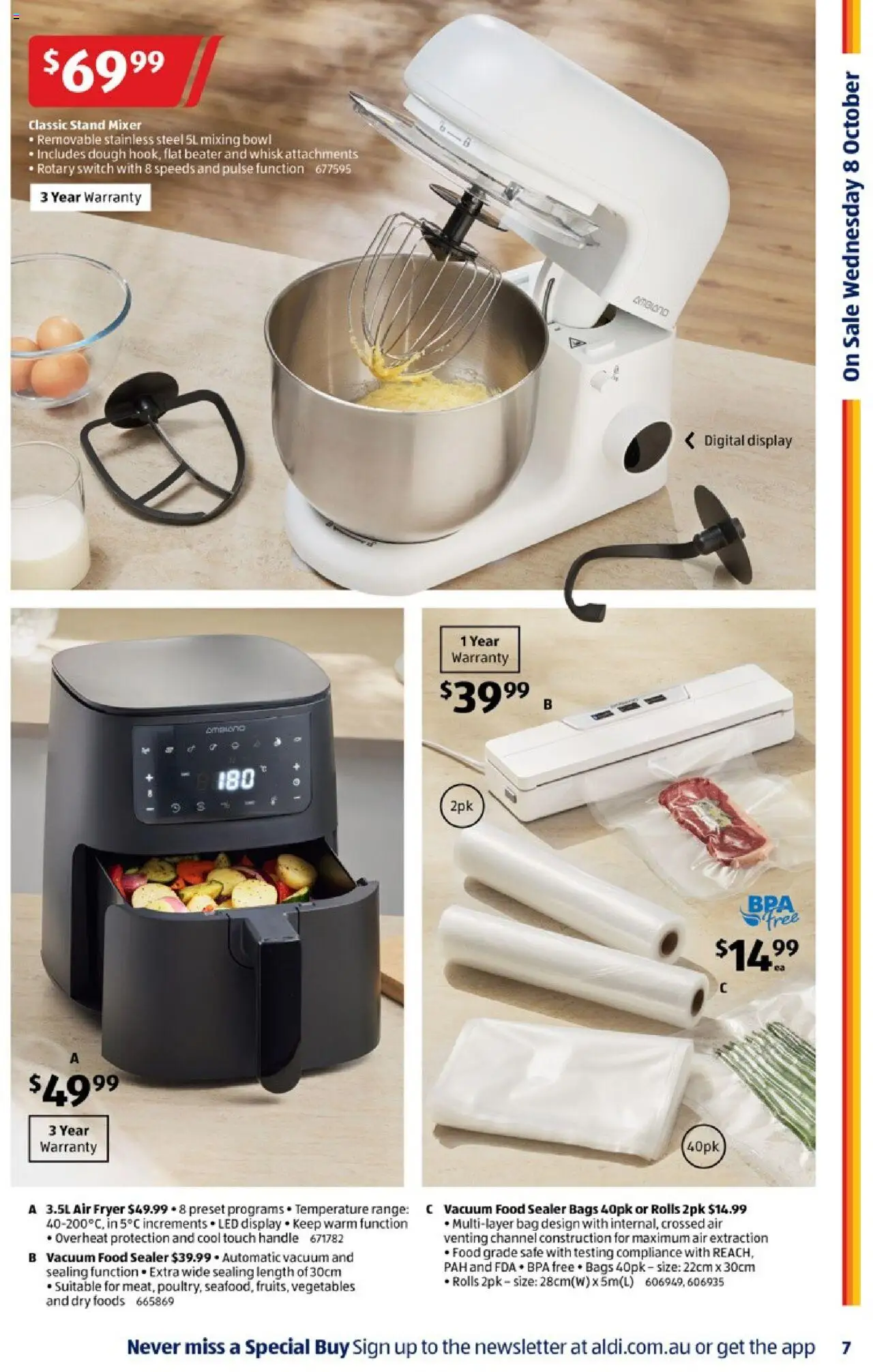 Aldi catalogue - valid from 08.10.2025 | Page: 7 | Products: Vegetables, Bag, Safe, Mixer