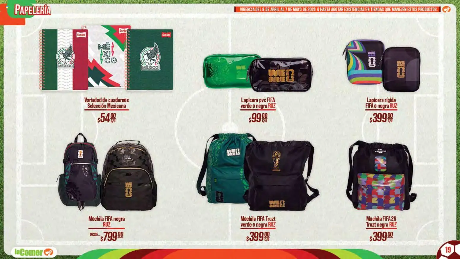 Nuevas ofertas de La Comer válidas en toda la República Mexicana desde el 08.04.2026. ¡Encuentra las mejores ofertas en La Comer folleto Patrocinador oficial del jugador No.12! | Página: 19 | Productos: Mochila