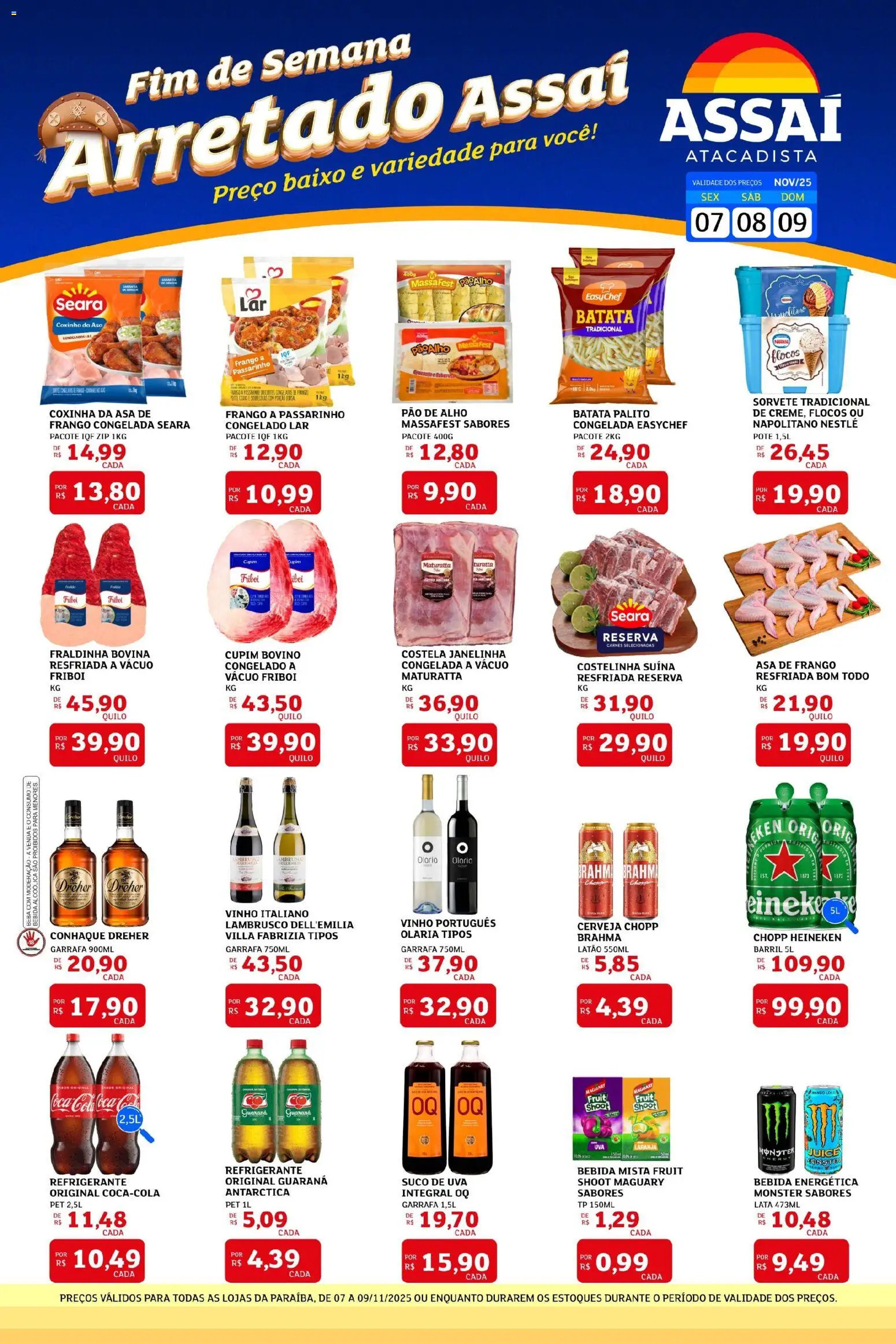 Assaí Atacadista Folheto - válido de 07.11.2025 | Página: 1 | Produtos: Conhaque, Pão, Massa, Heineken
