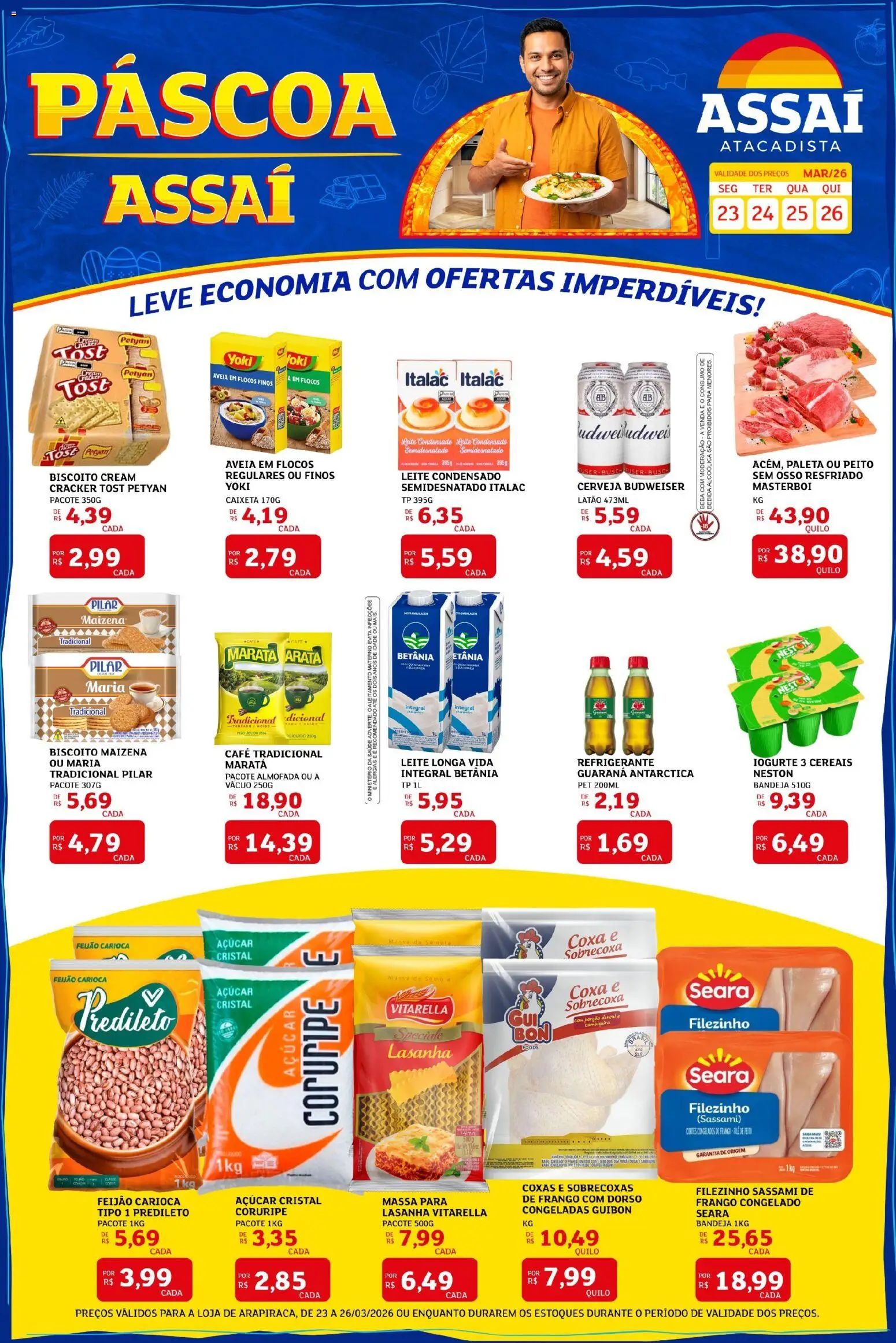 Assaí Atacadista Folheto - válido de 23.03.2026 | Página: 1 | Produtos: Biscoito, Bebida, Aveia, Refrigerante