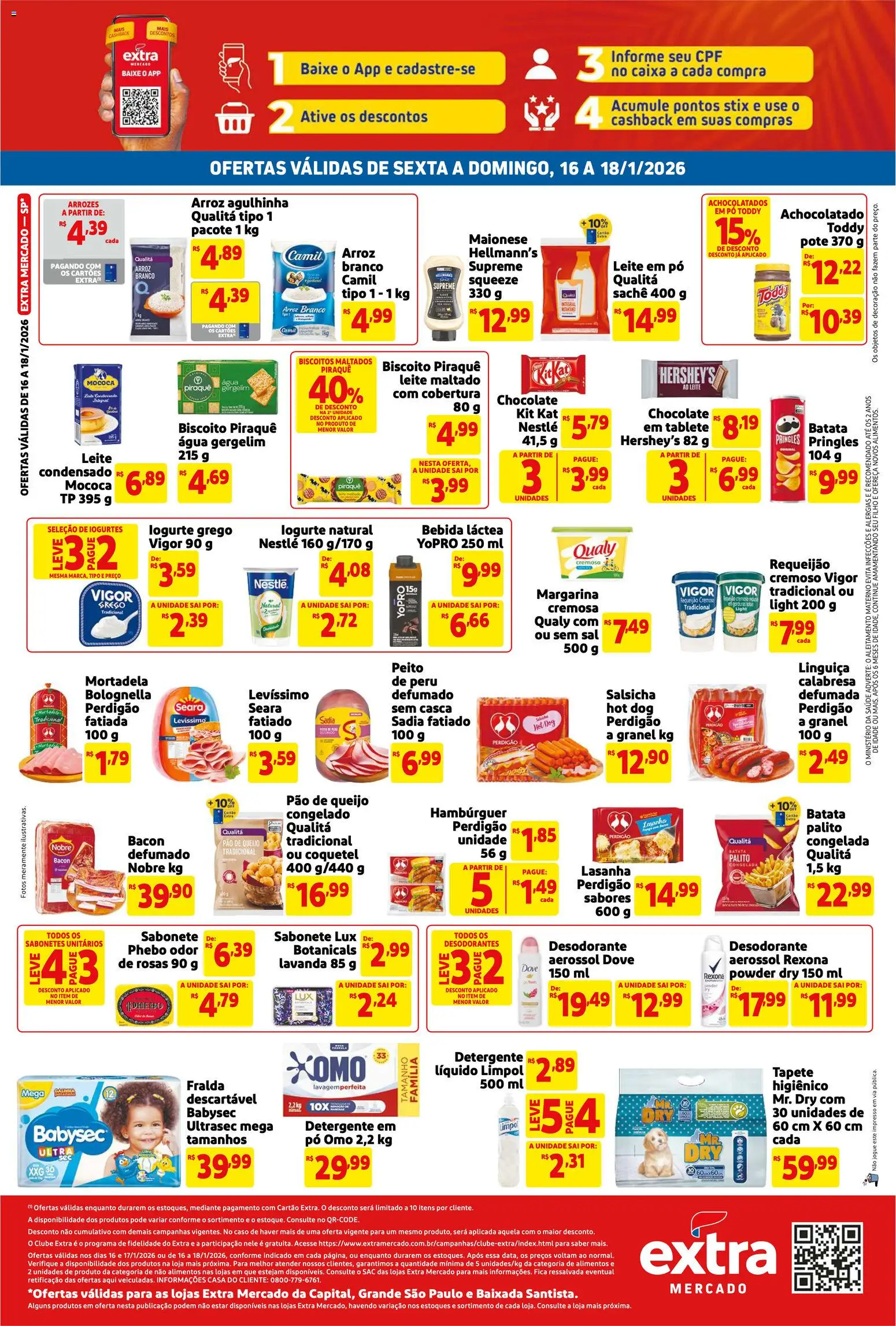 Extra Folheto - válido de 16.01.2026 | Página: 2 | Produtos: Salsicha, Kit Kat, Sabonete, Rexona