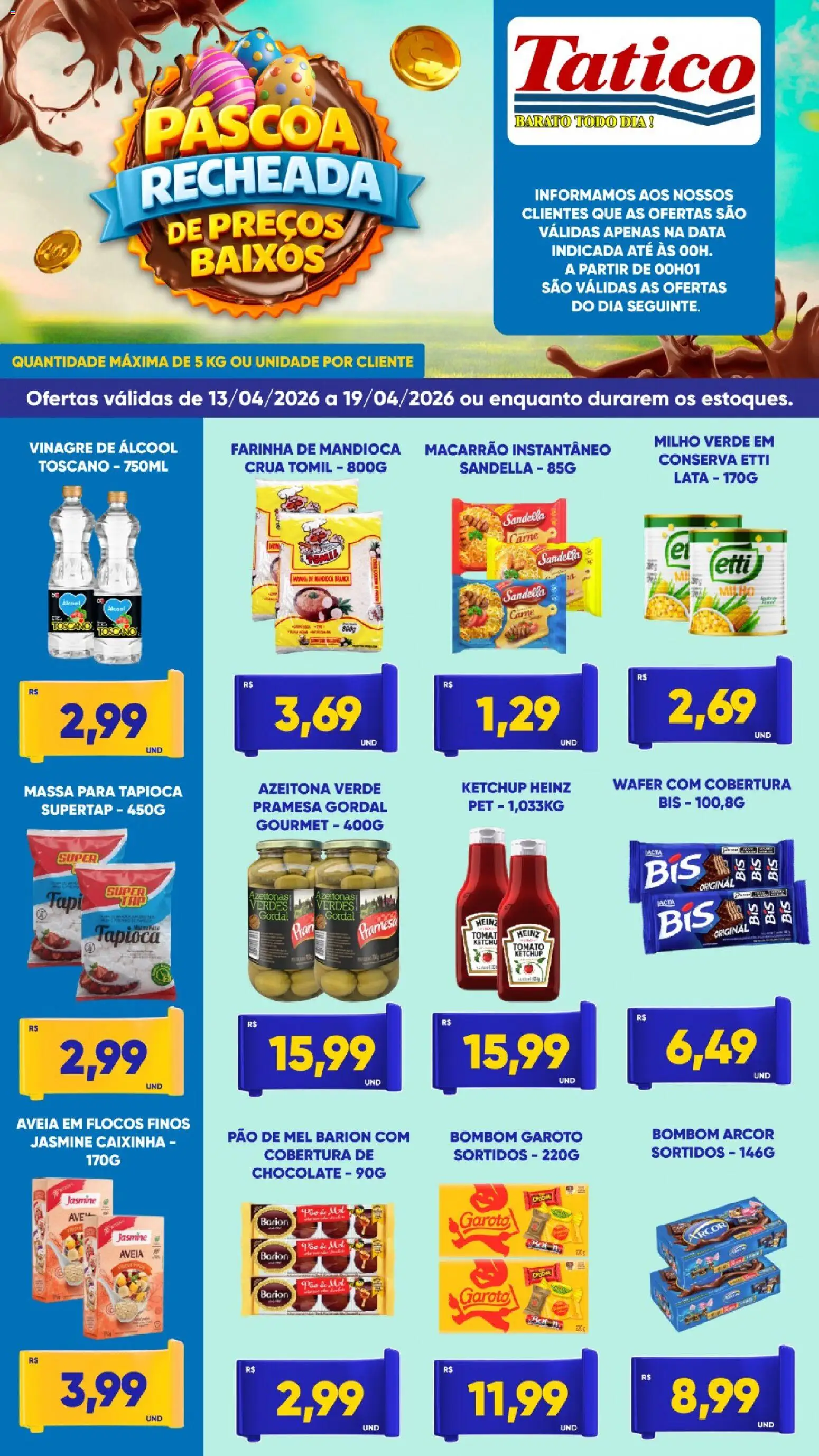 Tatico Folheto - válido de 13.04.2026 | Página: 8 | Produtos: Vinagre, Mel, Macarrão instantâneo, Bombom
