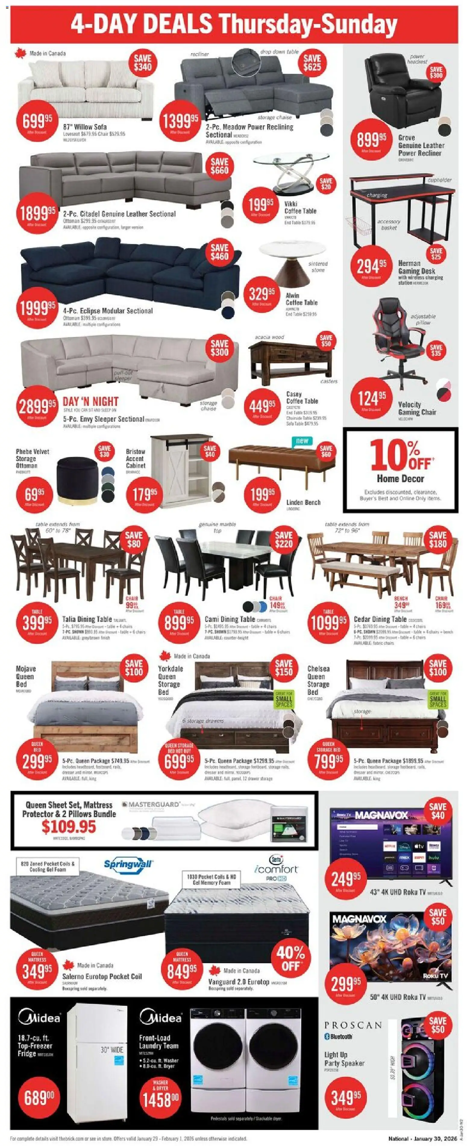 The Brick flyer valid from 29.01.2026 | Page: 2 | Products: Dryer, Bed, Sofa, Coffee table