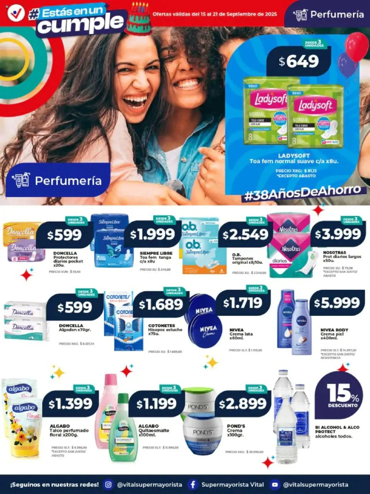Vital - Ofertas │ válido desde el 15.09.2025 | Página: 4 | Productos: Tampones, Algodón, Protectores diarios, Crema