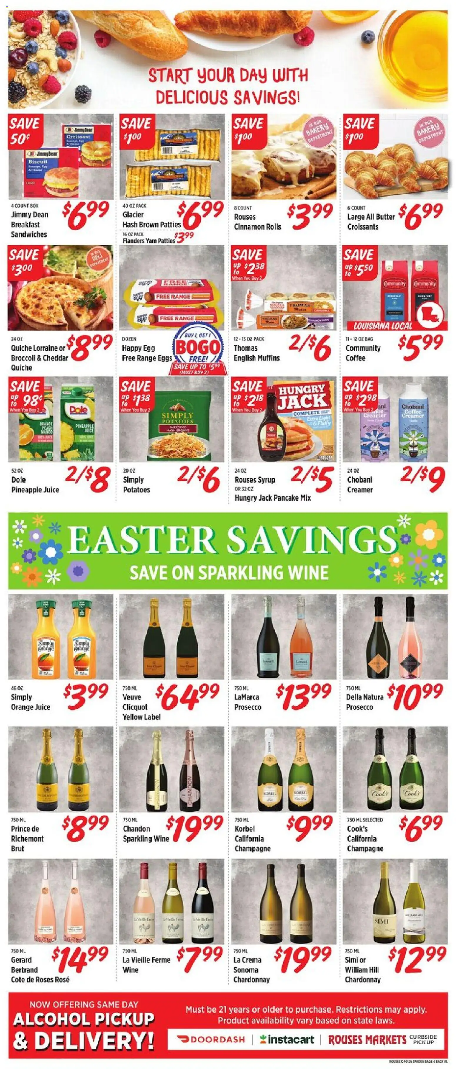 Rouses Weekly Ad - AL - valid from 01.04.2026 | Page: 9 | Products: Butter, Wine, Pineapple, Potatoes