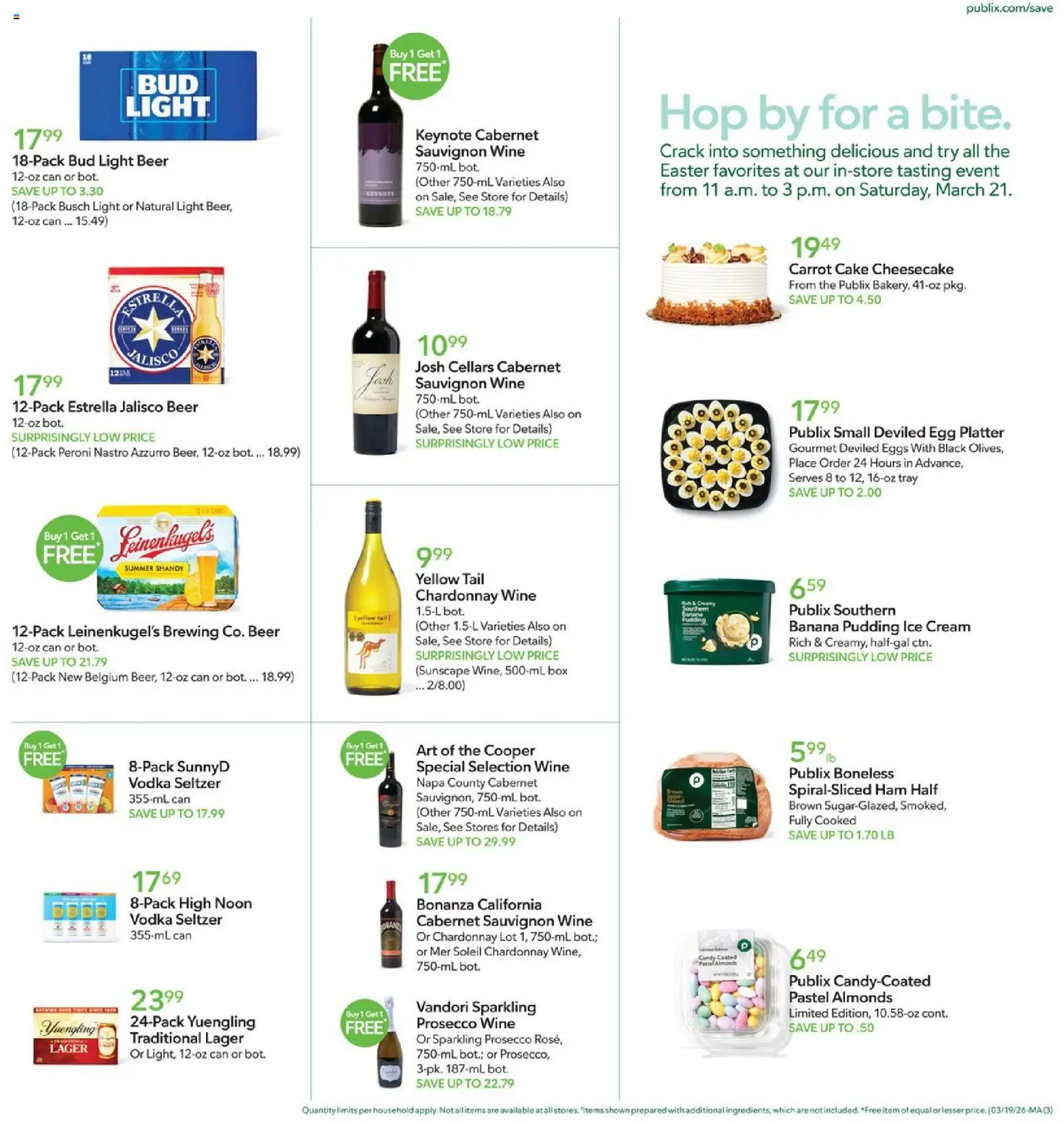 Publix - Leaflet - valid from 19.03.2026 | Page: 3 | Products: Wine, Cream, Vodka, Cheesecake