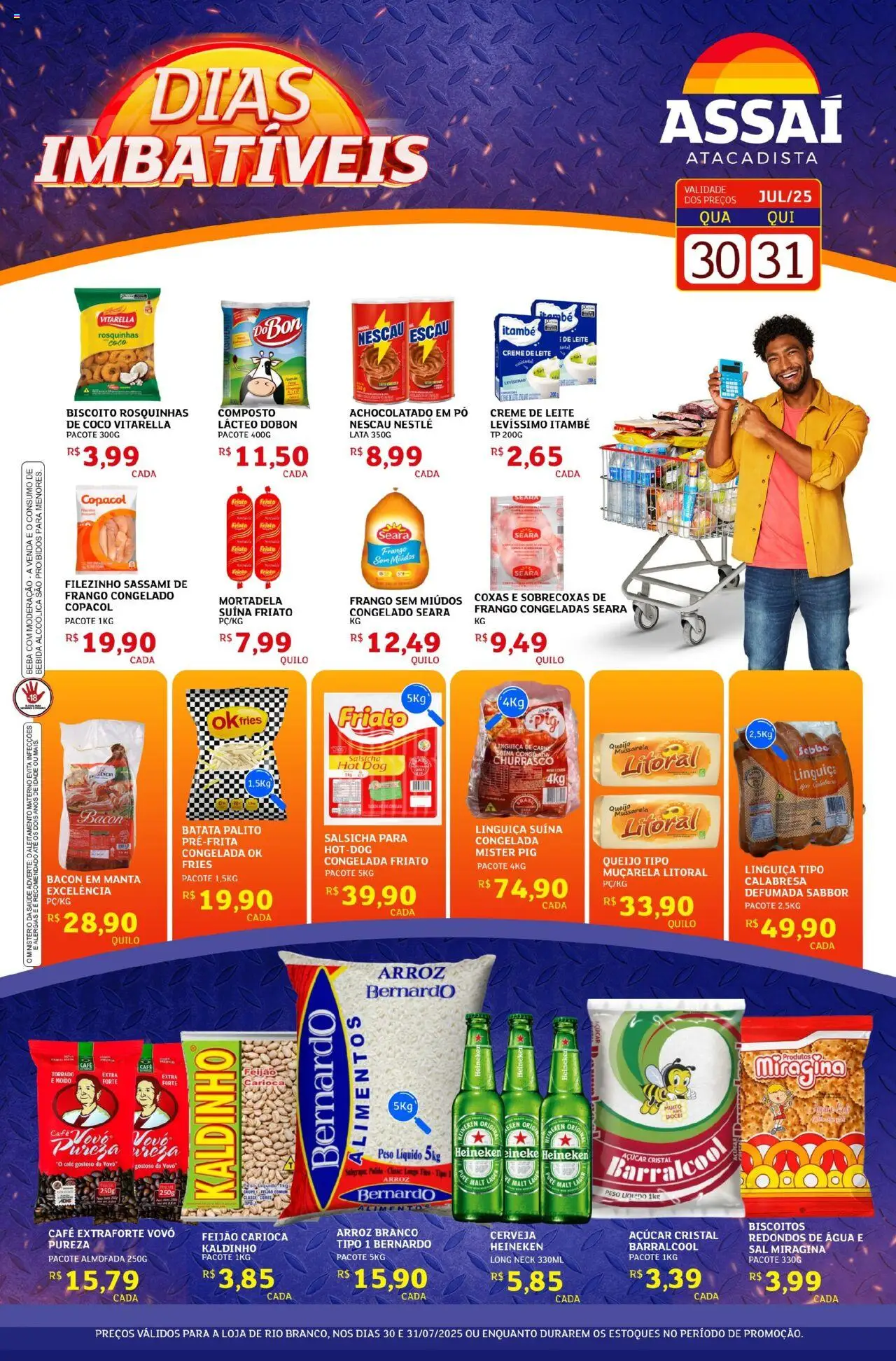 Assaí Atacadista Folheto - válido de 30.07.2025 | Página: 1 | Produtos: Pó, Nescau, Creme de leite, Frango