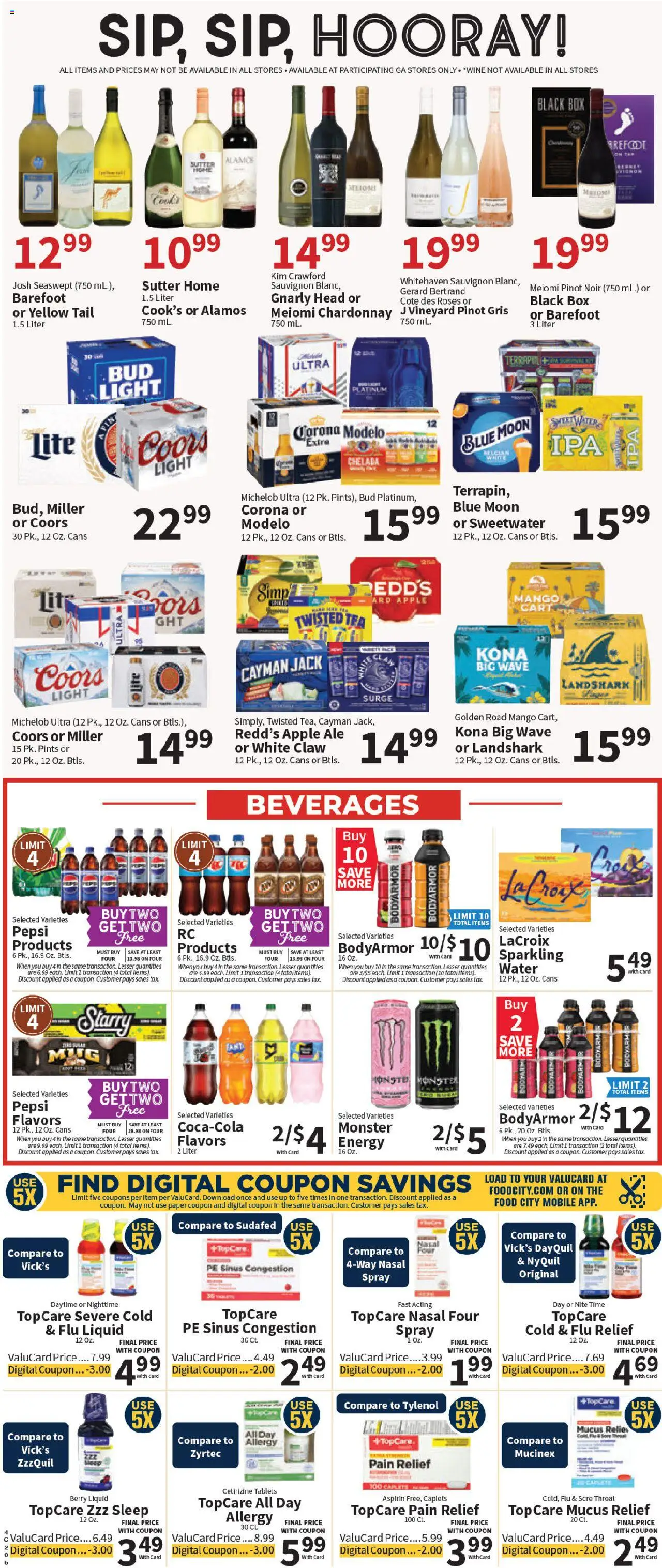 Food City Weekly Ad - valid from 08.10.2025 | Page: 8 | Products: Box, Wine, Tea, Water
