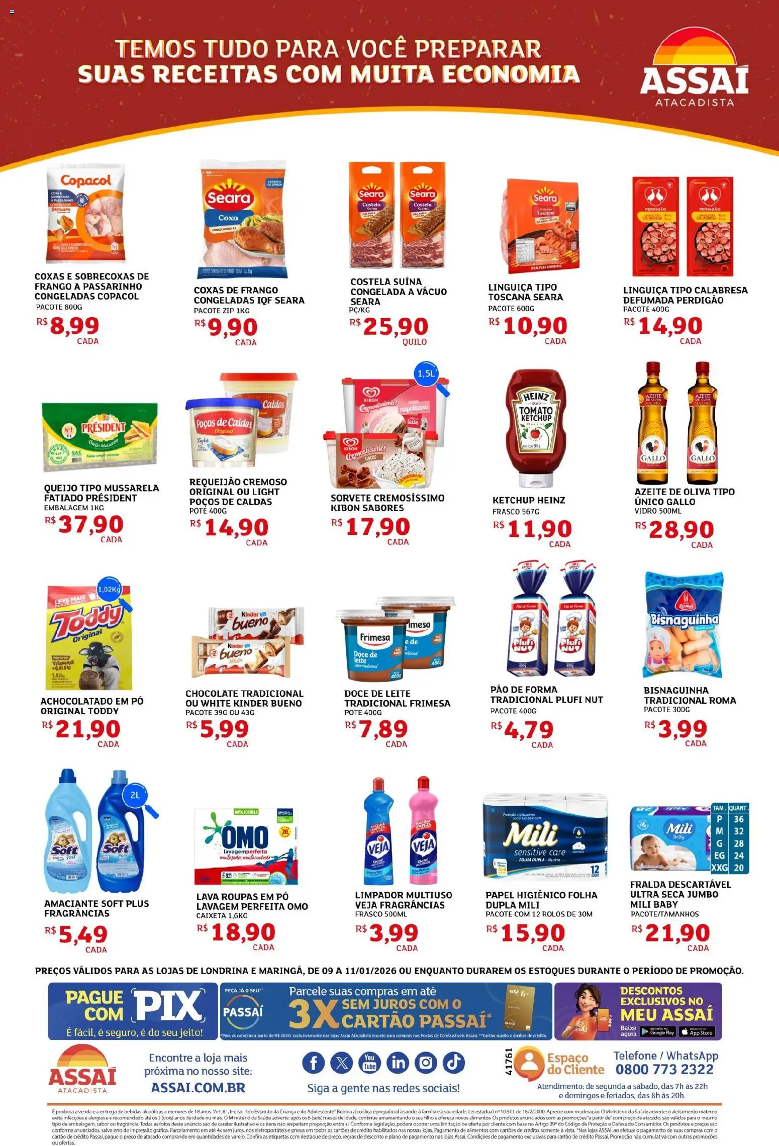 Assaí Atacadista Folheto - válido de 09.01.2026 | Página: 2 | Produtos: Limpador multiuso, Chocolate, Ketchup, Doce de leite
