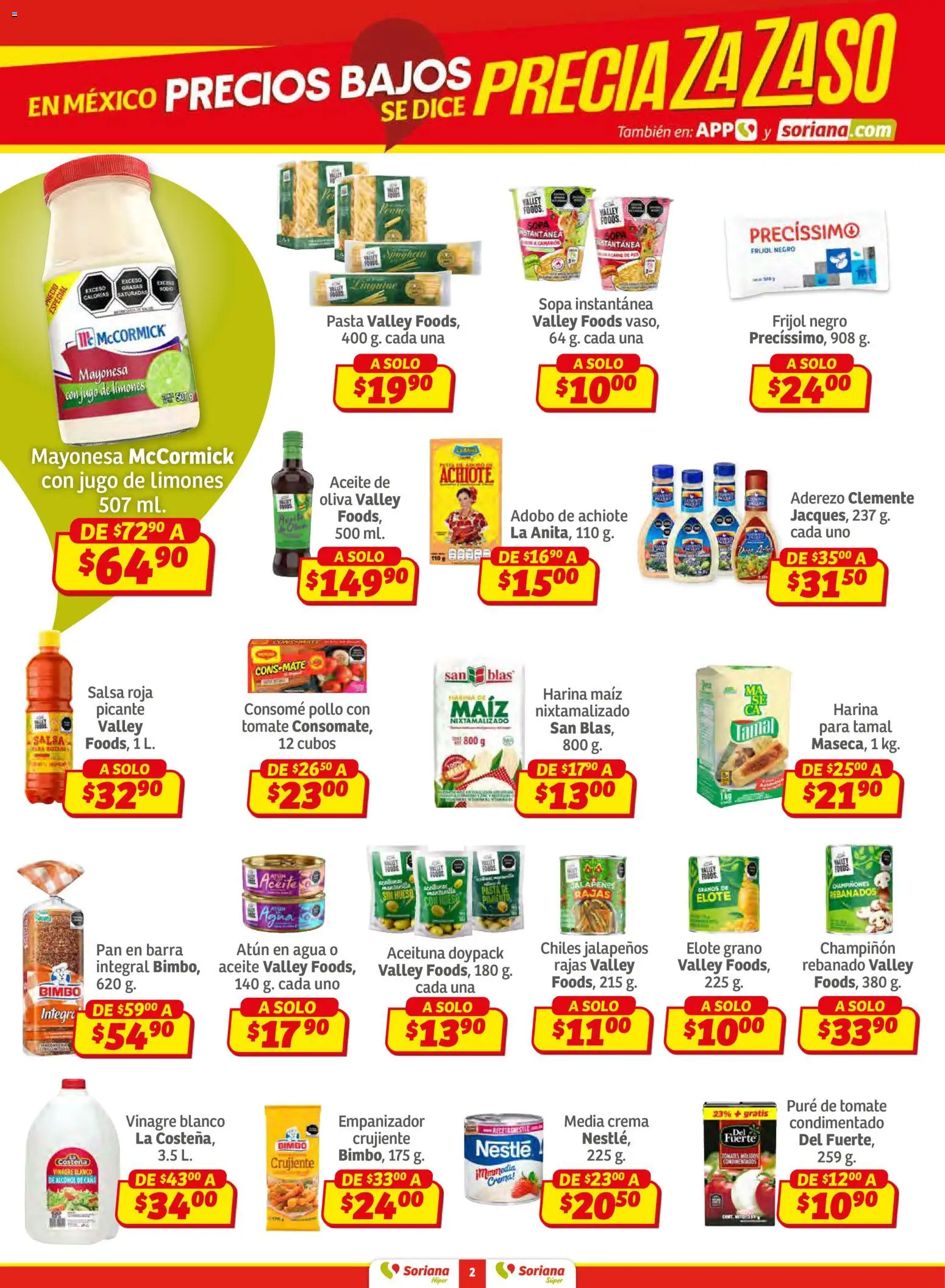 Nuevas ofertas de Soriana válidas en toda la República Mexicana desde el 02.01.2026. ¡Encuentra las mejores ofertas en Soriana - Preciazazaso Híper: Frontera Chia, Q. Roo Preciazazaso Híper: Frontera Chia, Q. Roo! | Página: 2 | Productos: Maíz, Harina, Vinagre, Barra