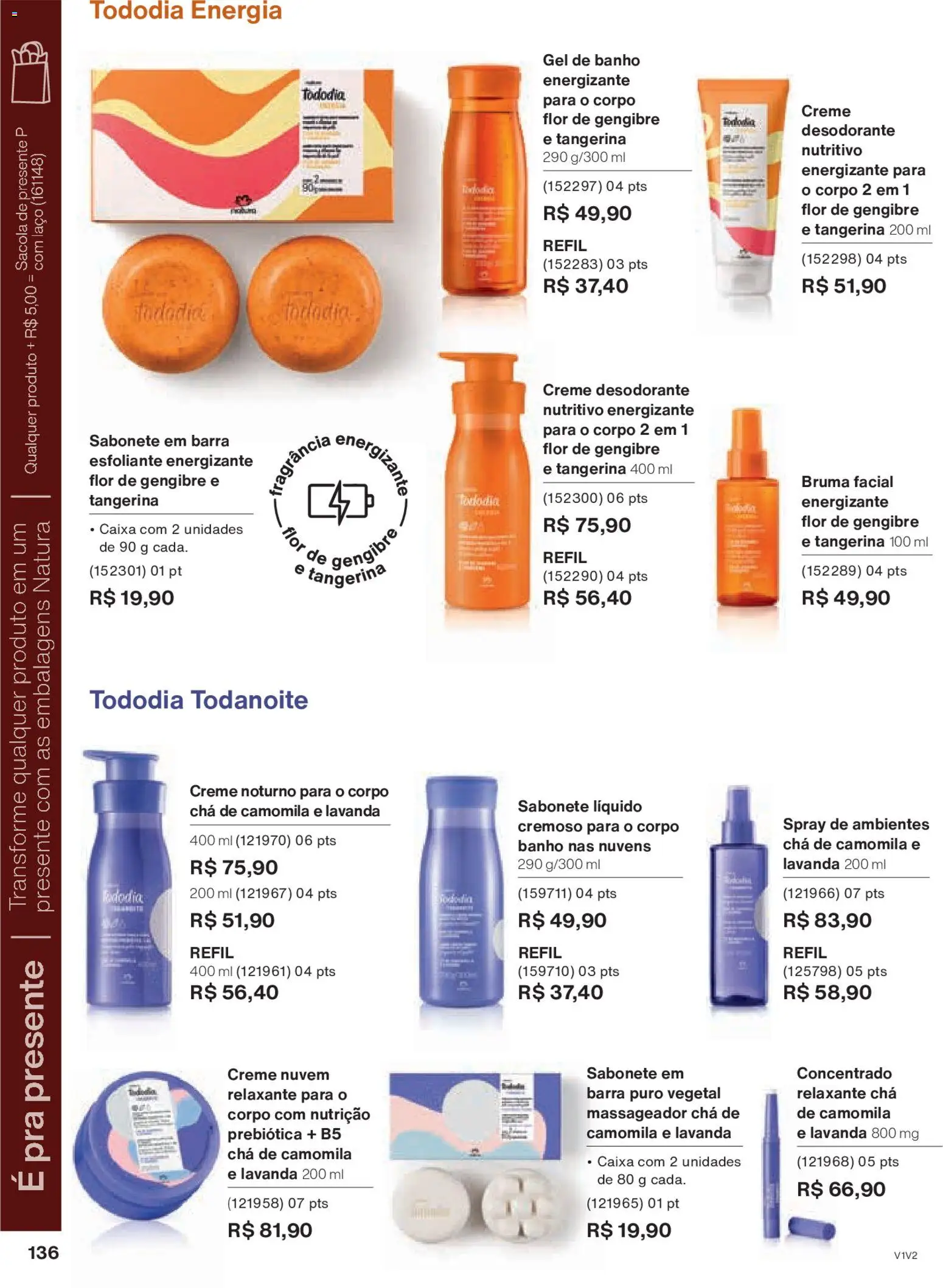 Natura Folheto - válido de 30.10.2025 | Página: 136 | Produtos: Gel de banho, Desodorante, Creme, Massageador