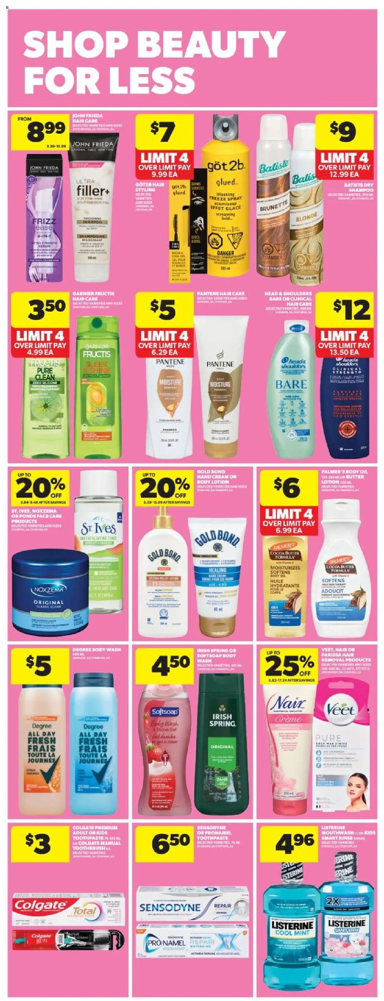Real Canadian Superstore flyer valid from 04.09.2025 | Page: 25 | Products: Shampoo, Hand cream, Toothpaste, Butter