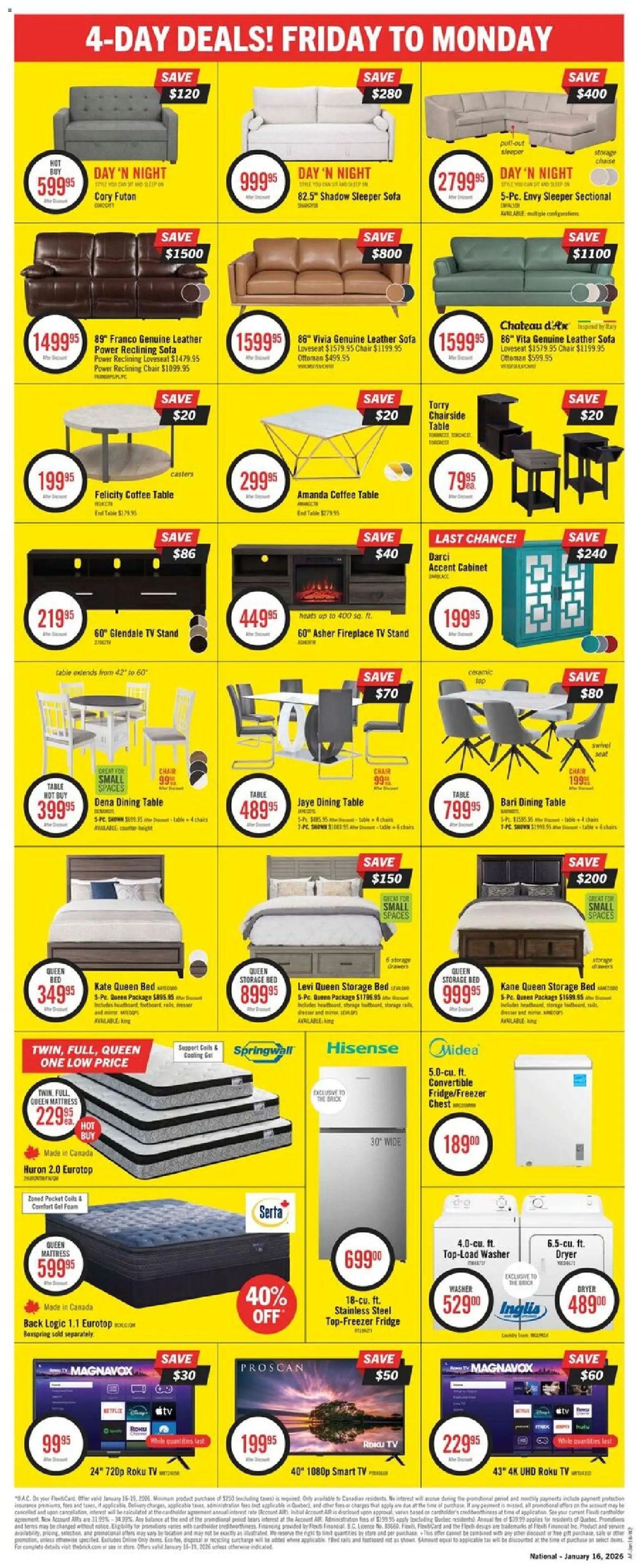 The Brick flyer valid from 13.01.2026 | Page: 2 | Products: Tv, Dryer, Coffee table, Coffee