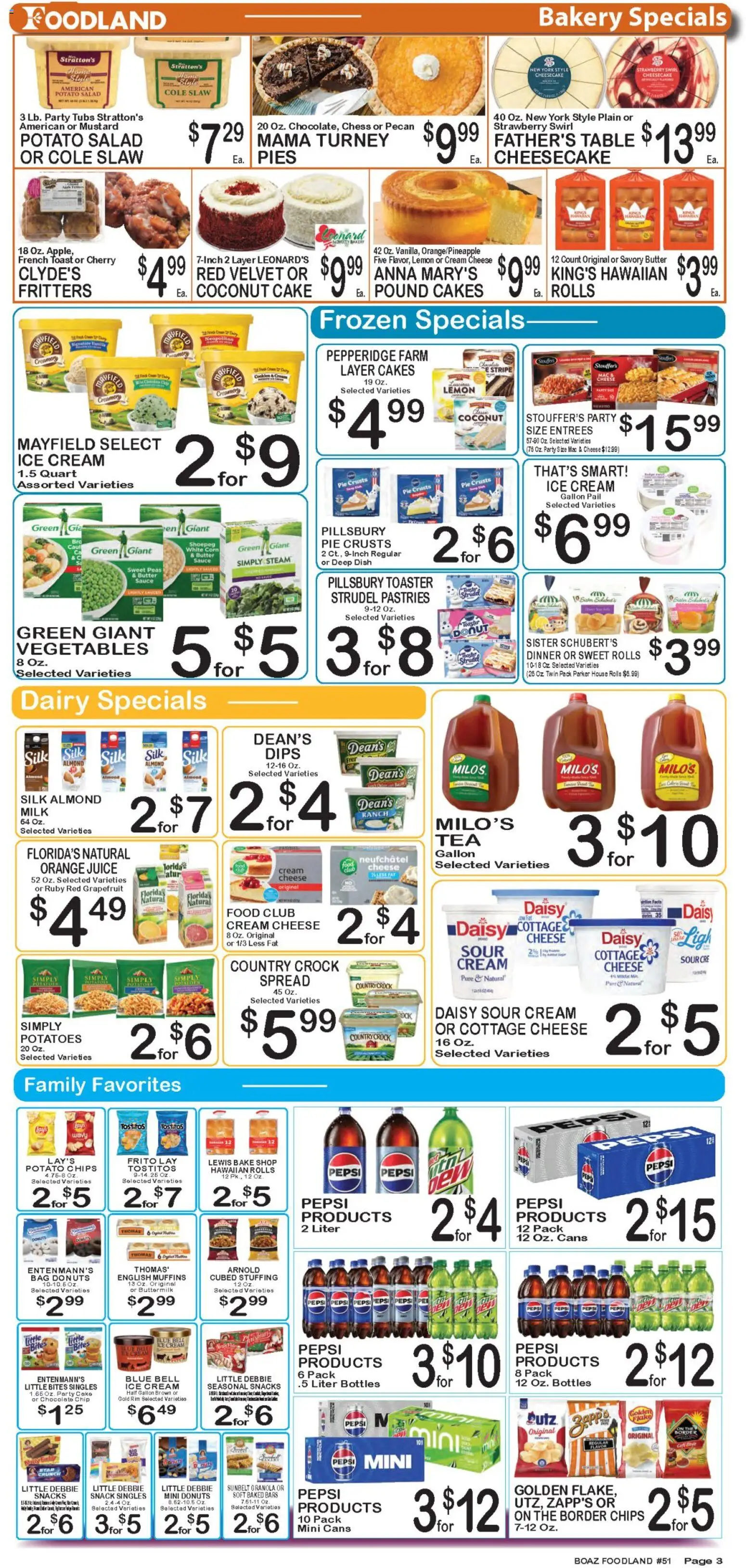 Foodland Weekly Ad - valid from 23.12.2025 | Page: 3 | Products: Bakery, Sour cream, Cookies, Potatoes
