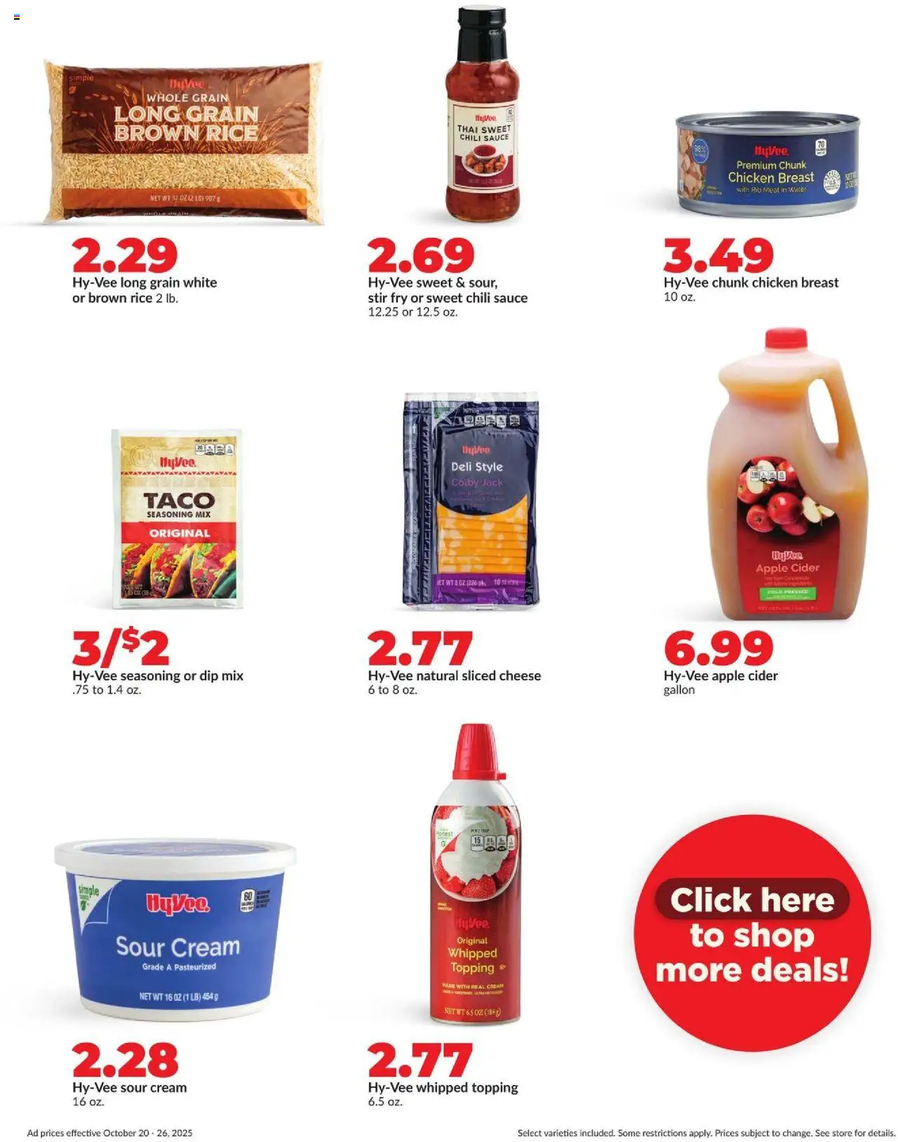 HyVee Weekly Ad - valid from 20.10.2025 | Page: 18 | Products: Cider, Sour cream, Cream, Sauce