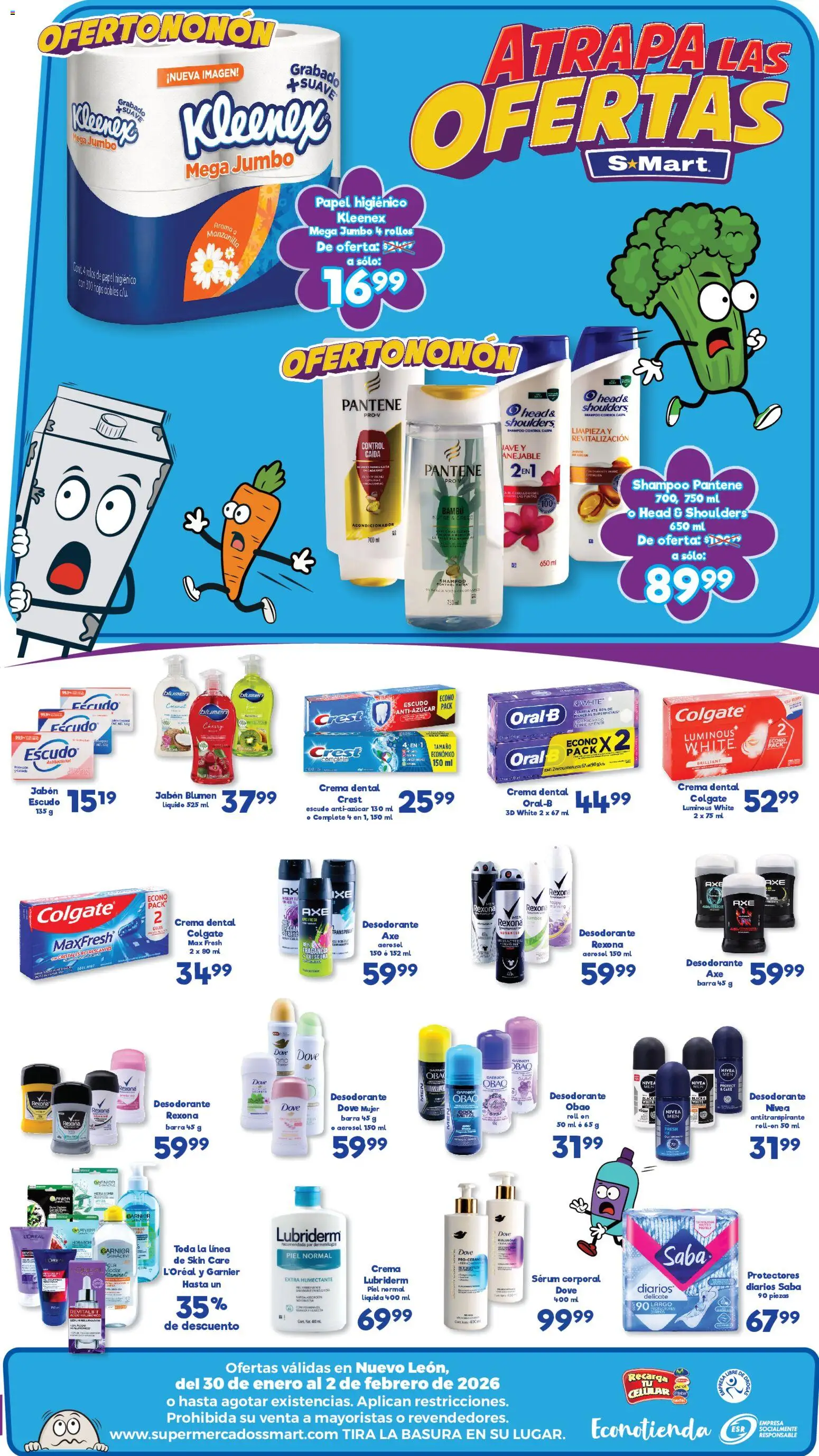 Nuevas ofertas de S-Mart válidas en toda la República Mexicana desde el 30.01.2026. ¡Encuentra las mejores ofertas en S-Mart folleto Ofertas de feria Monterrey! | Página: 2 | Productos: Desodorante, Crema, Papel higiénico, Fragancia