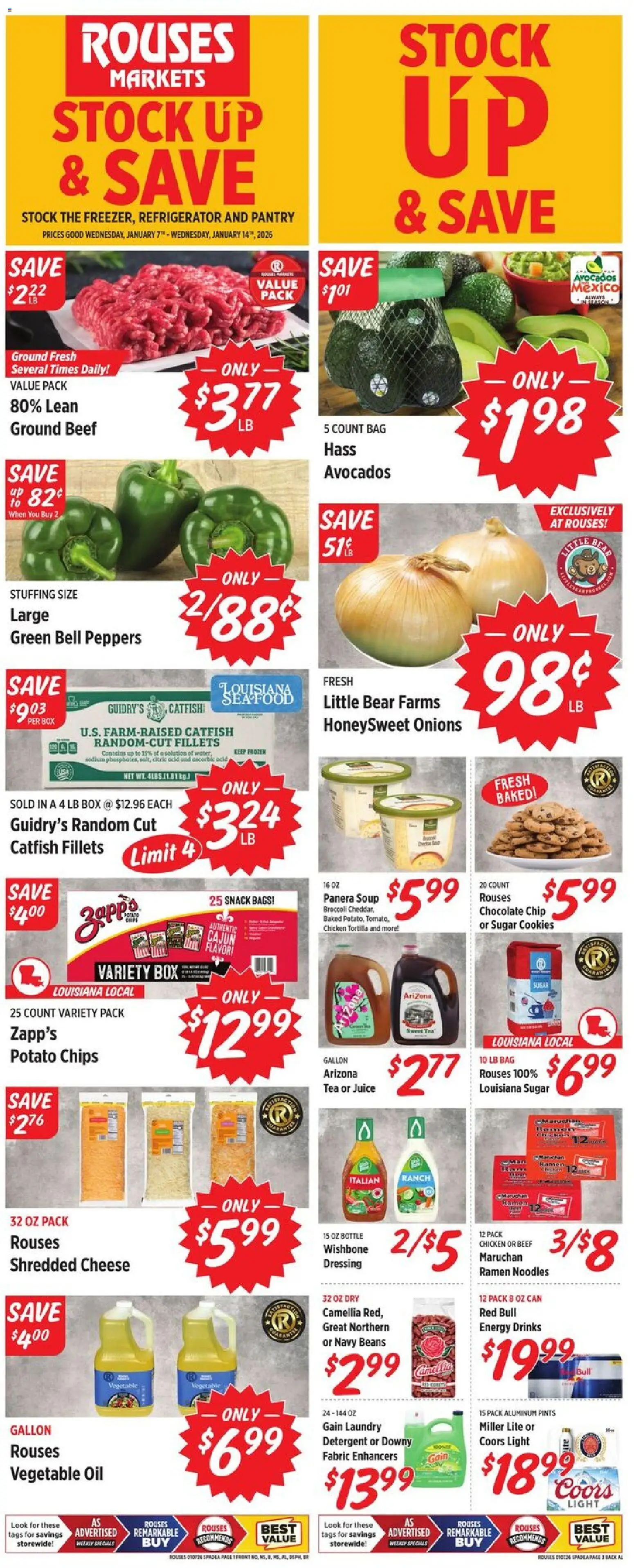 Rouses Weekly Ad - AL - valid from 07.01.2026 | Page: 1 | Products: Box, Cheese, Tea, Detergent