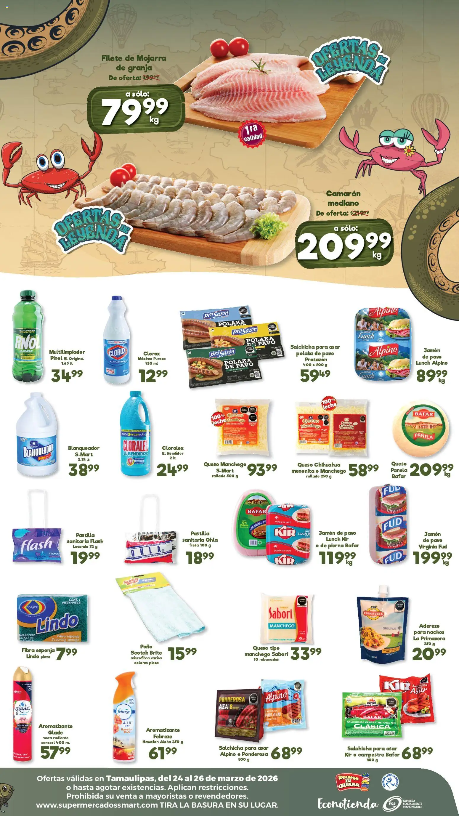 Nuevas ofertas de S-Mart válidas en toda la República Mexicana desde el 24.03.2026. ¡Encuentra las mejores ofertas en S-Mart folleto Ofertas de feria Matamoros! | Página: 2 | Productos: Fresa, Esponja, Queso, Jamón