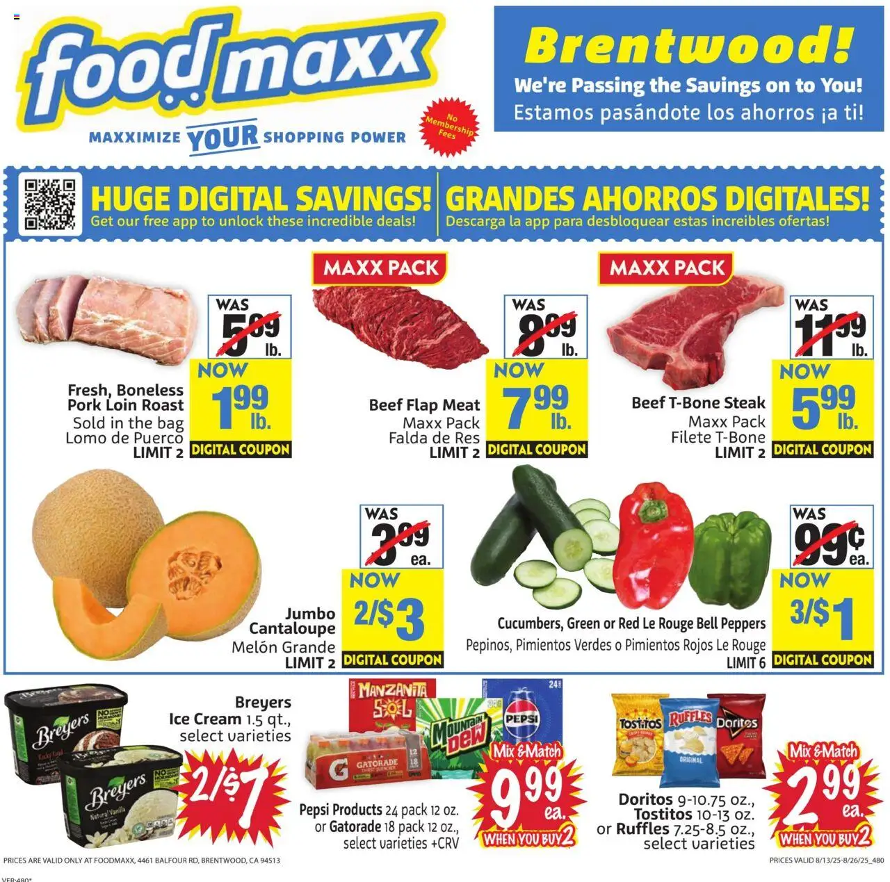 FoodMaxx Weekly Ad - valid from 13.08.2025 | Page: 1 | Products: Beef, Cream, Ice cream, Melon