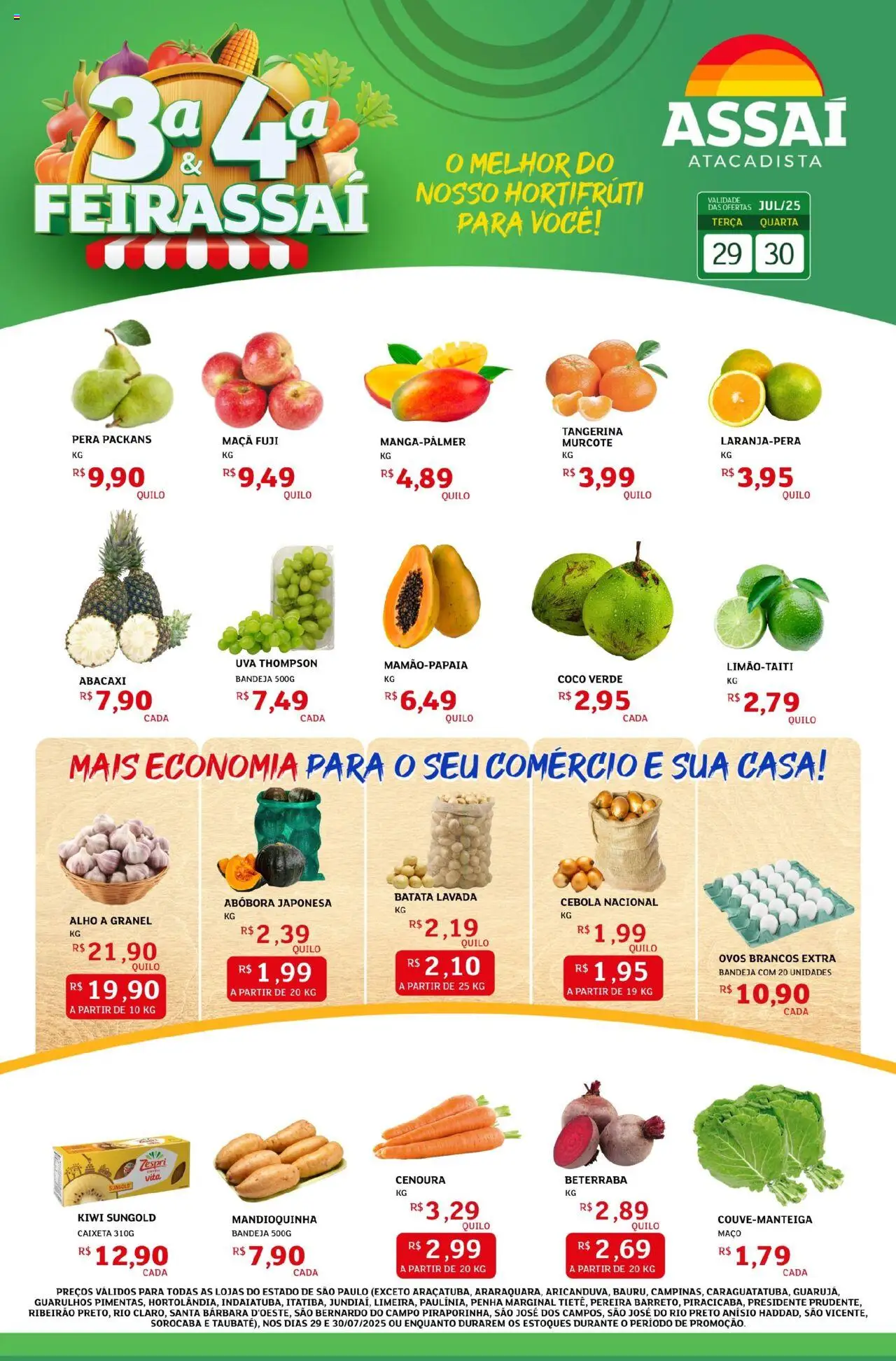 Assaí Atacadista Folheto - válido de 29.07.2025 | Página: 1 | Produtos: Abóbora, Alho, Cenoura, Bandeja