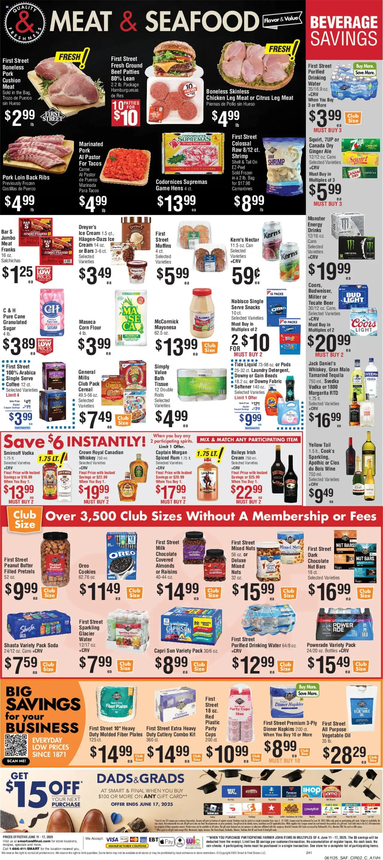 Smart & Final Weekly Ad - valid from 11.06.2025 | Page: 3 | Products: Beef, Raisins, Seafood, Lemon