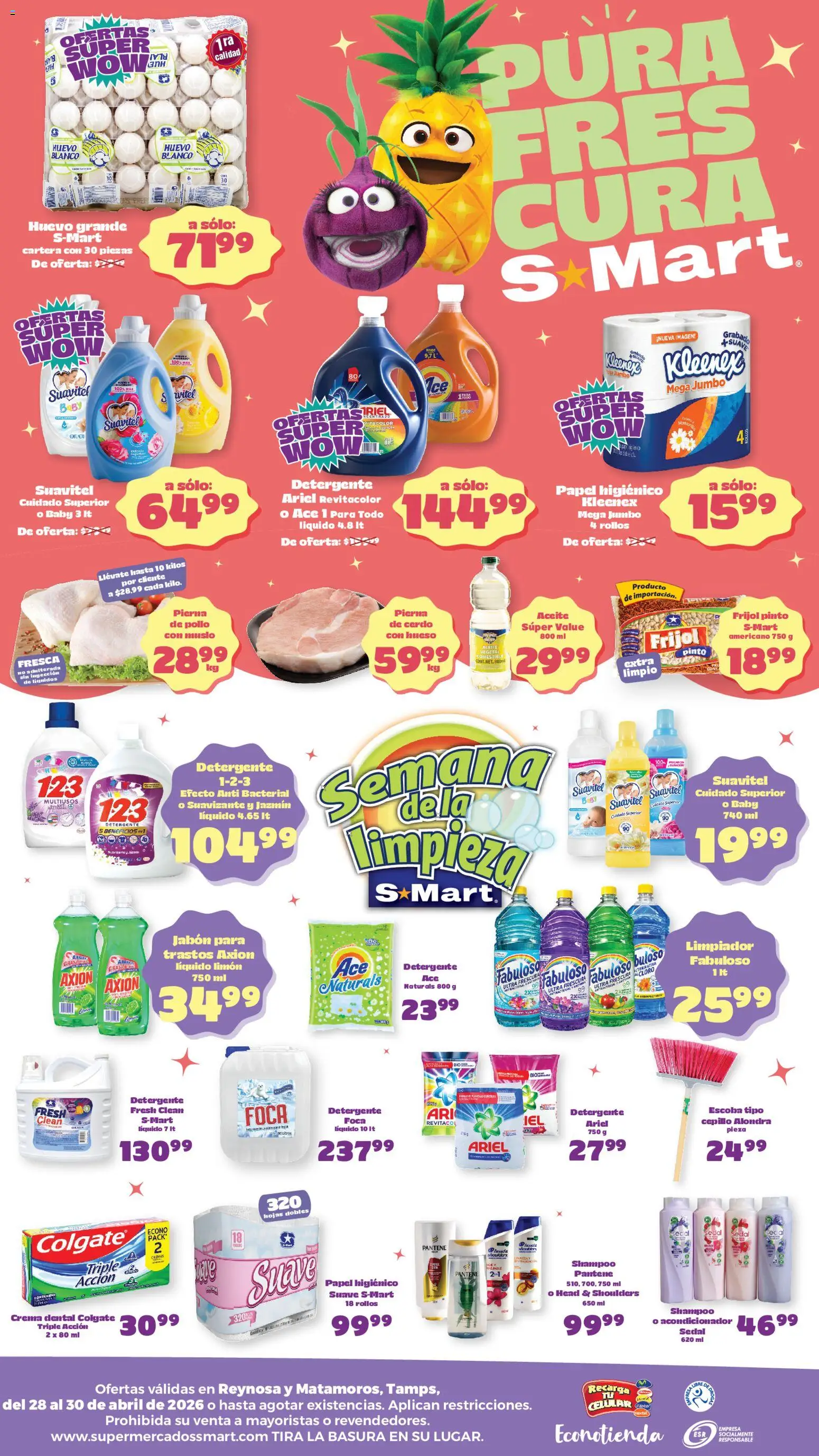 Nuevas ofertas de S-Mart válidas en toda la República Mexicana desde el 28.04.2026. ¡Encuentra las mejores ofertas en S-Mart folleto Reynosa! | Página: 2 | Productos: Aceite, Limpiador, Cloro, Acondicionador