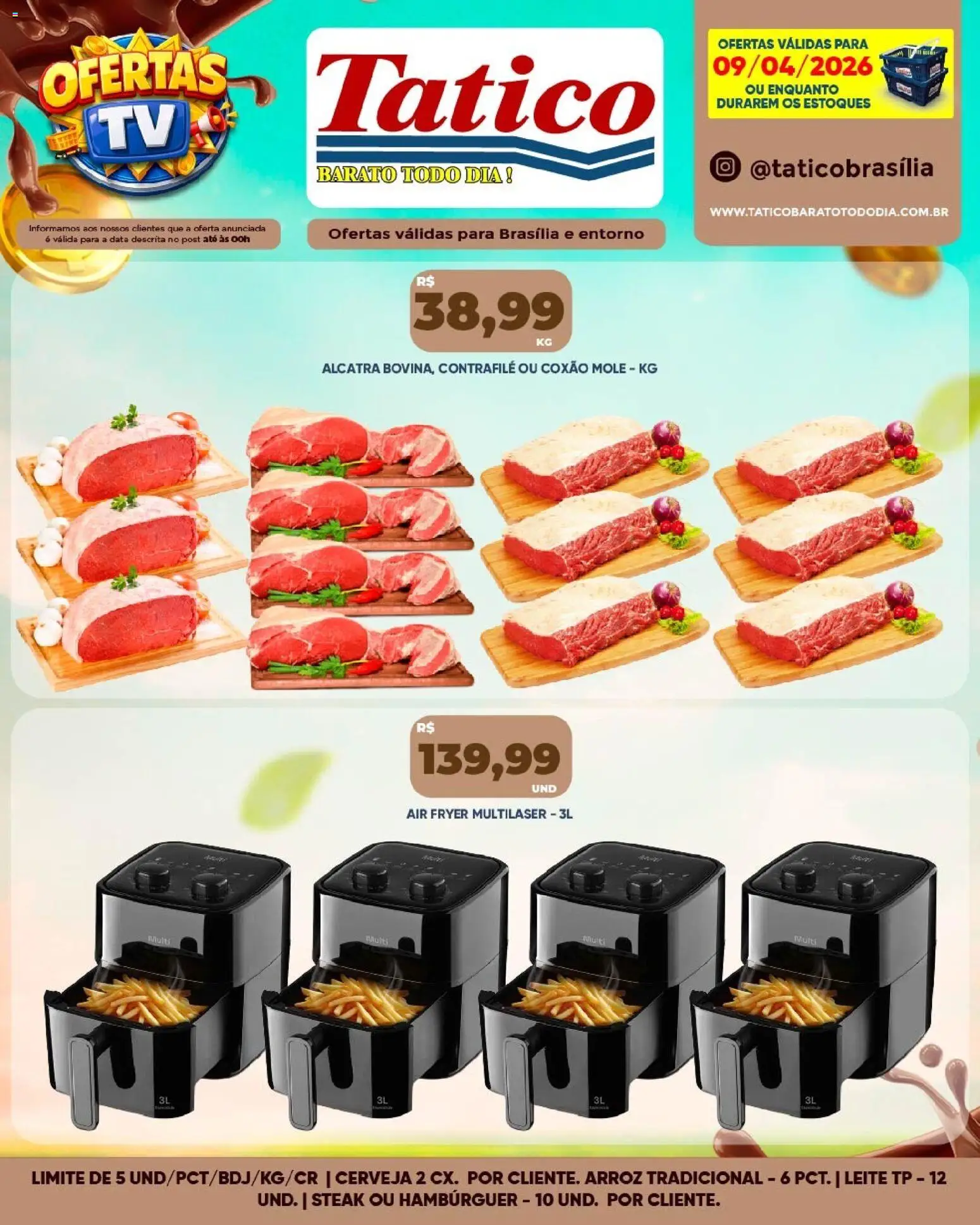 Tatico Folheto - válido de 09.04.2026 | Página: 16 | Produtos: Air fryer, Alcatra, Leite, Hambúrguer