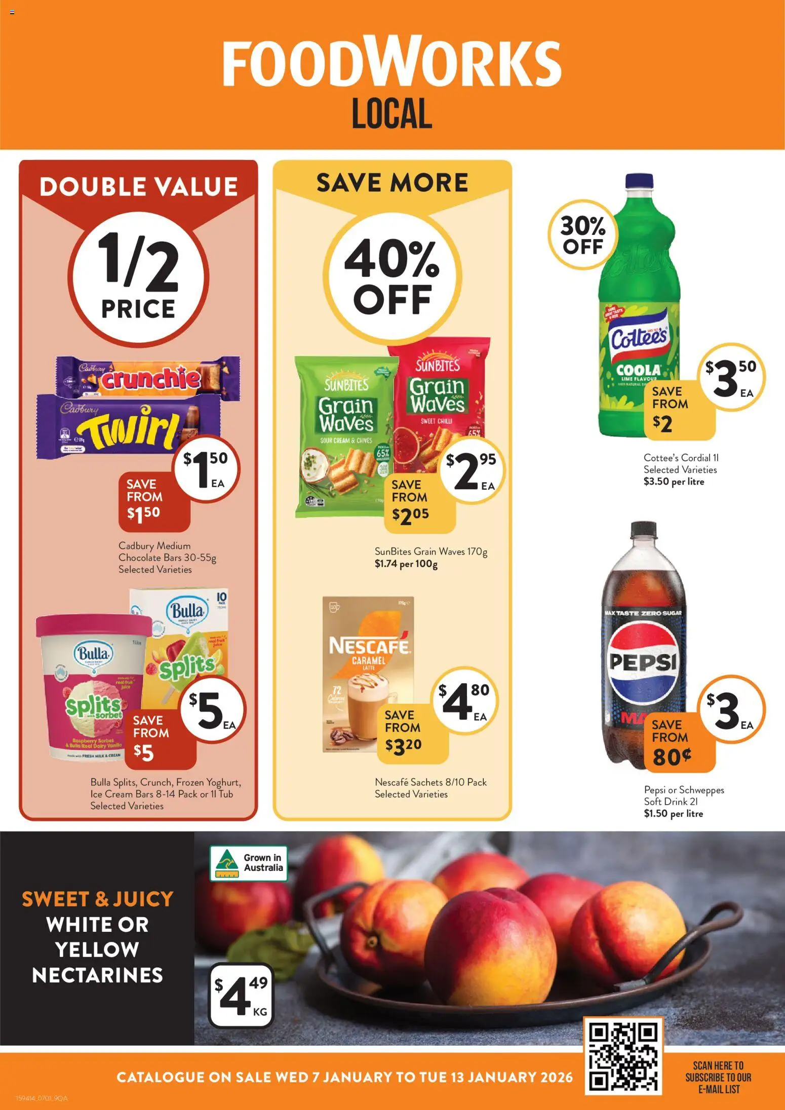 Foodworks catalogue - valid from 07.01.2026 | Page: 1 | Products: Chocolate, Pepsi, Cream, Lime