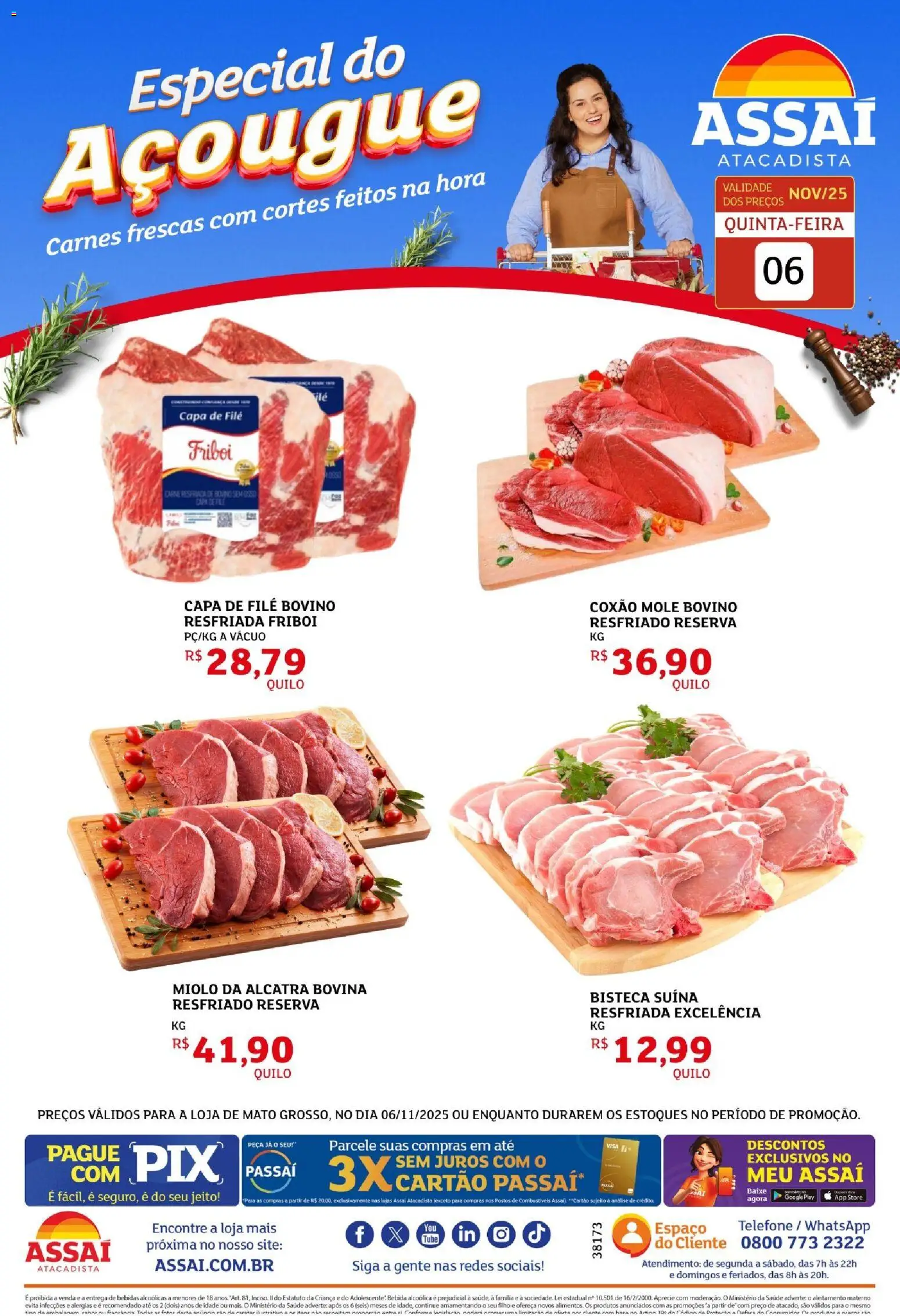 Assaí Atacadista Folheto - válido de 06.11.2025 | Página: 1 | Produtos: Alcatra, Carne, Bebida, Telefone