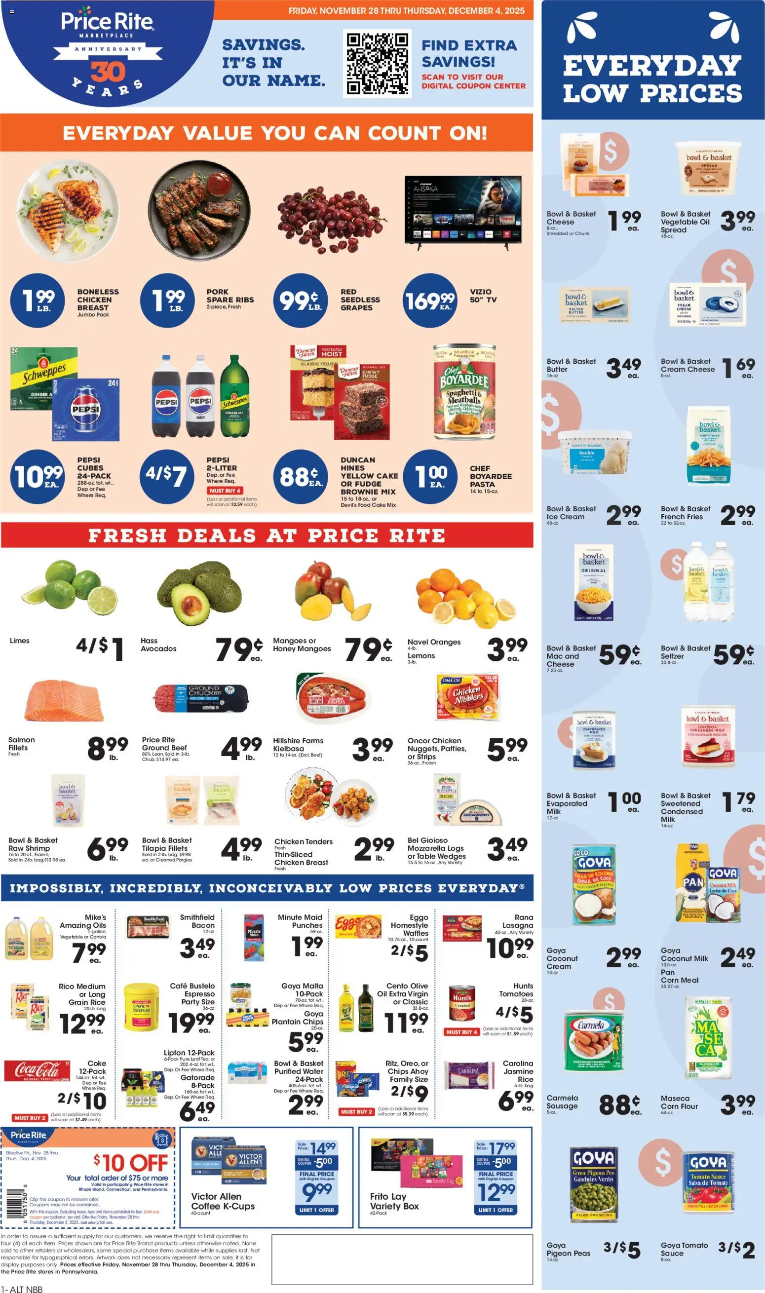 Price Rite Weekly Ad - valid from 28.11.2025 | Page: 1 | Products: Table, Basket, Tomatoes, Sauce