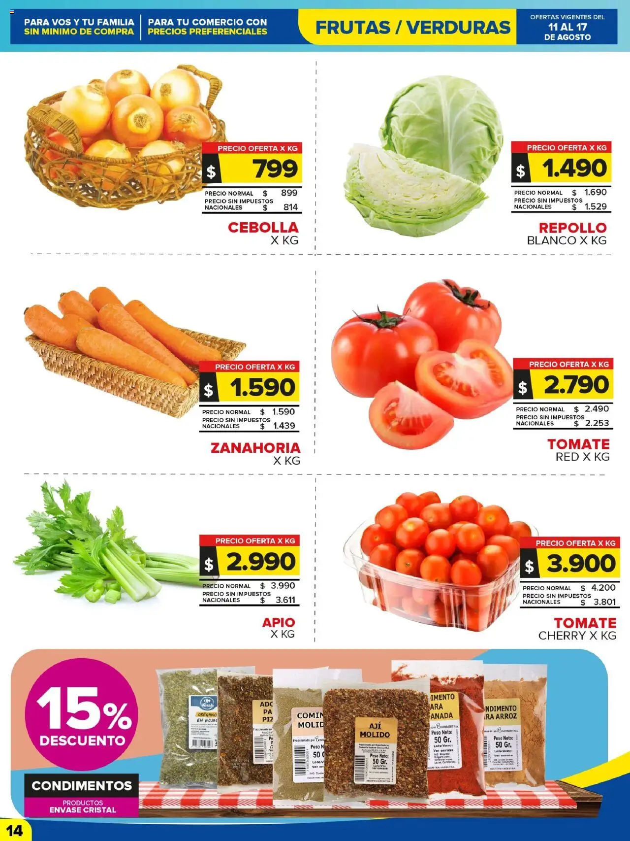 Carrefour Maxi catálogo - Chubut │ válido desde el 11.08.2025 | Página: 14 | Productos: Peso, Cebolla, Apio, Repollo