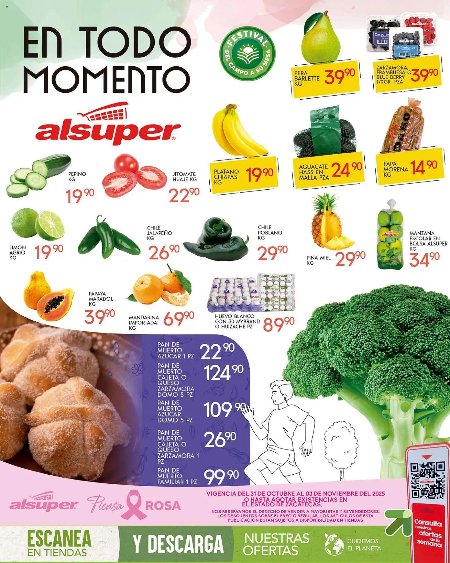 Nuevas ofertas de Alsuper válidas en toda la República Mexicana desde el 31.10.2025. ¡Encuentra las mejores ofertas en Alsuper folleto Zacatecas! | Página: 1 | Productos: Plátano, Arándanos, Malla, Sobre