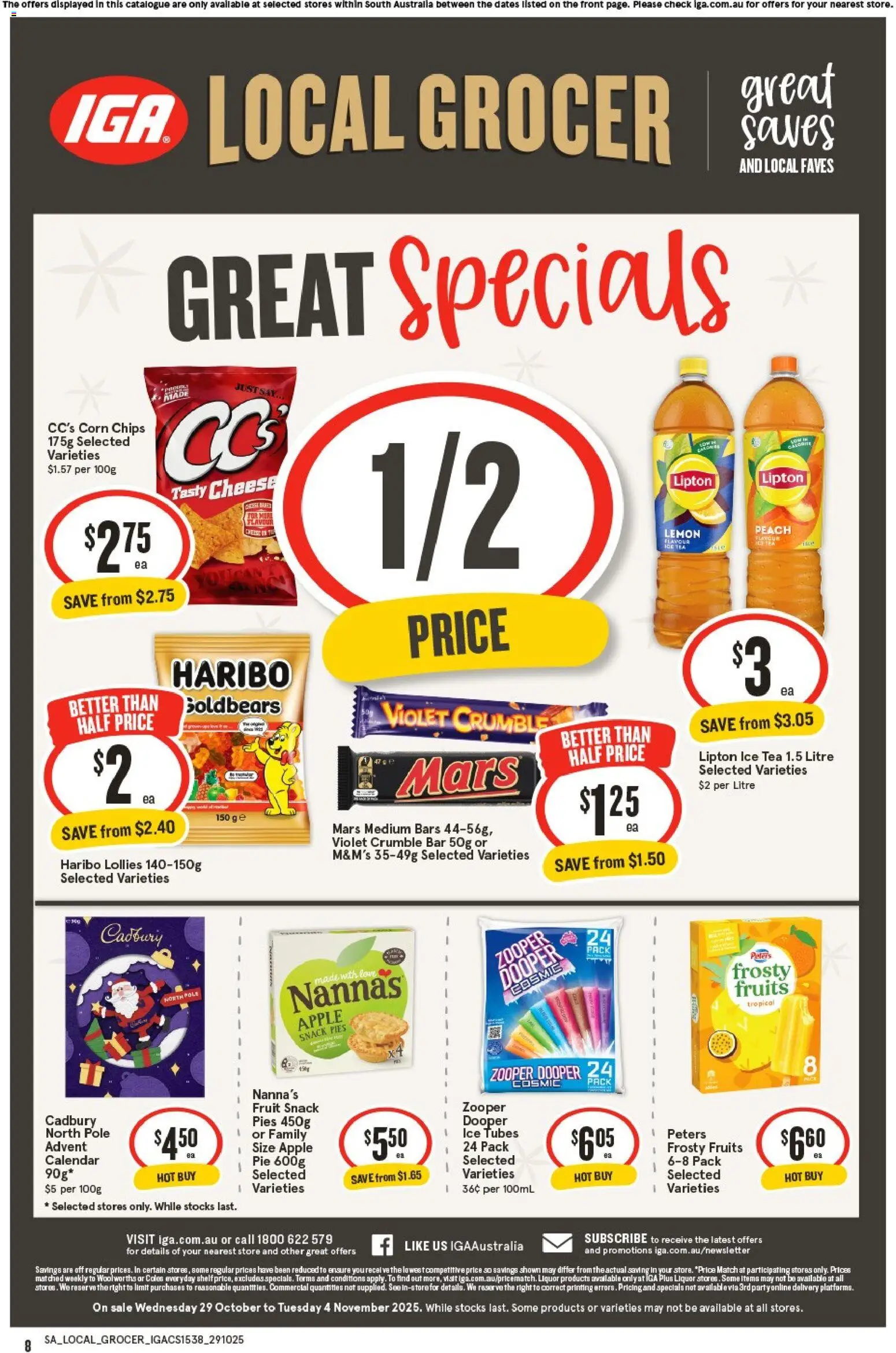 IGA catalogue - valid from 29.10.2025 | Page: 8 | Products: Cheese, Chips, Fruits, Pies