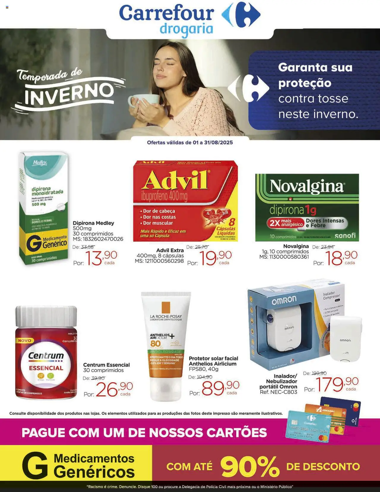 Carrefour Folheto - válido de 01.08.2025 | Página: 1 | Produtos: Protetor solar, Nebulizador, Compressor, Protetor solar facial