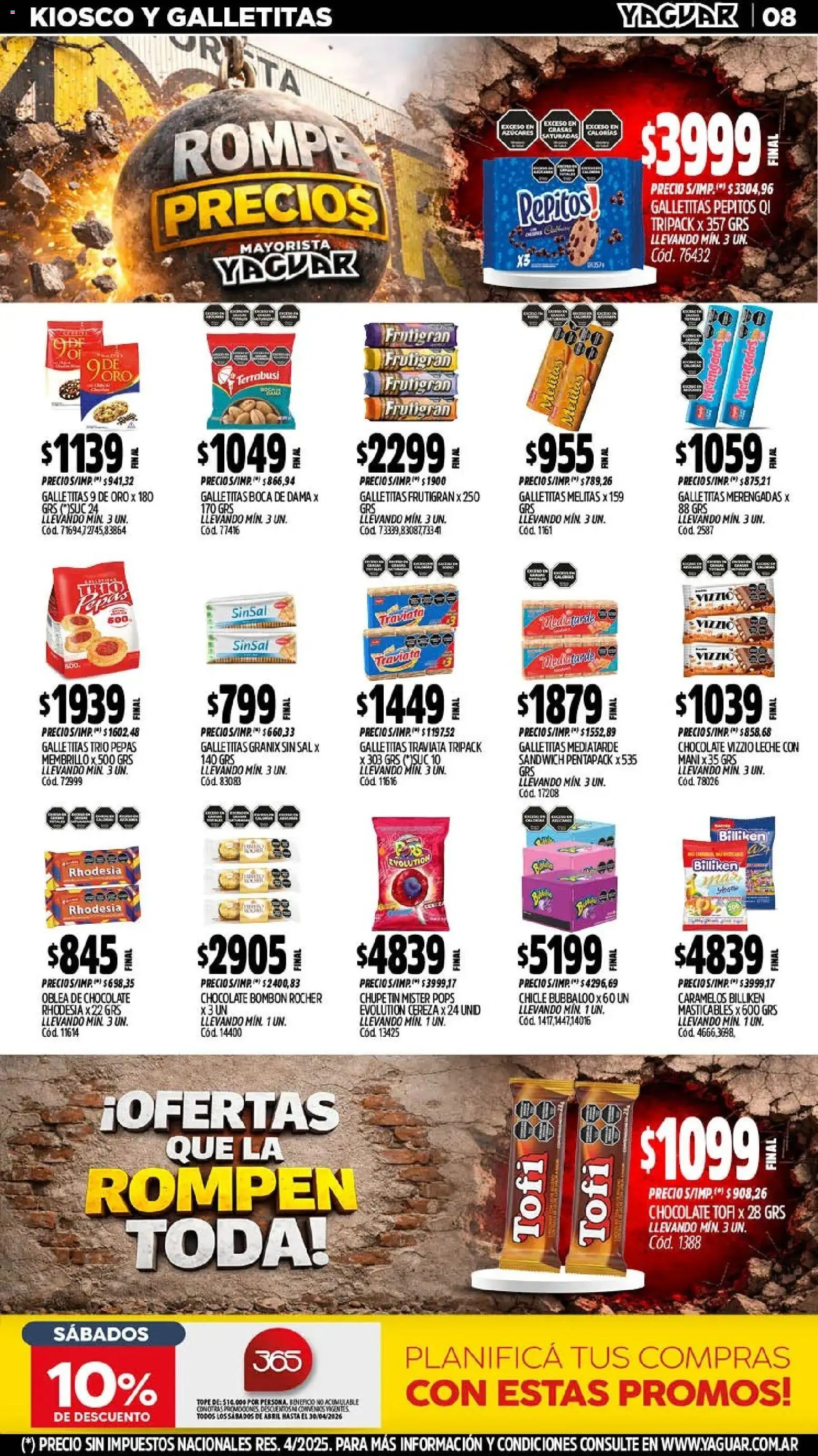 Yaguar - Oferta Semanal Mendoza │ válido desde el 20.04.2026 | Página: 8 | Productos: Galletitas, Mani, Chocolate, Chicle