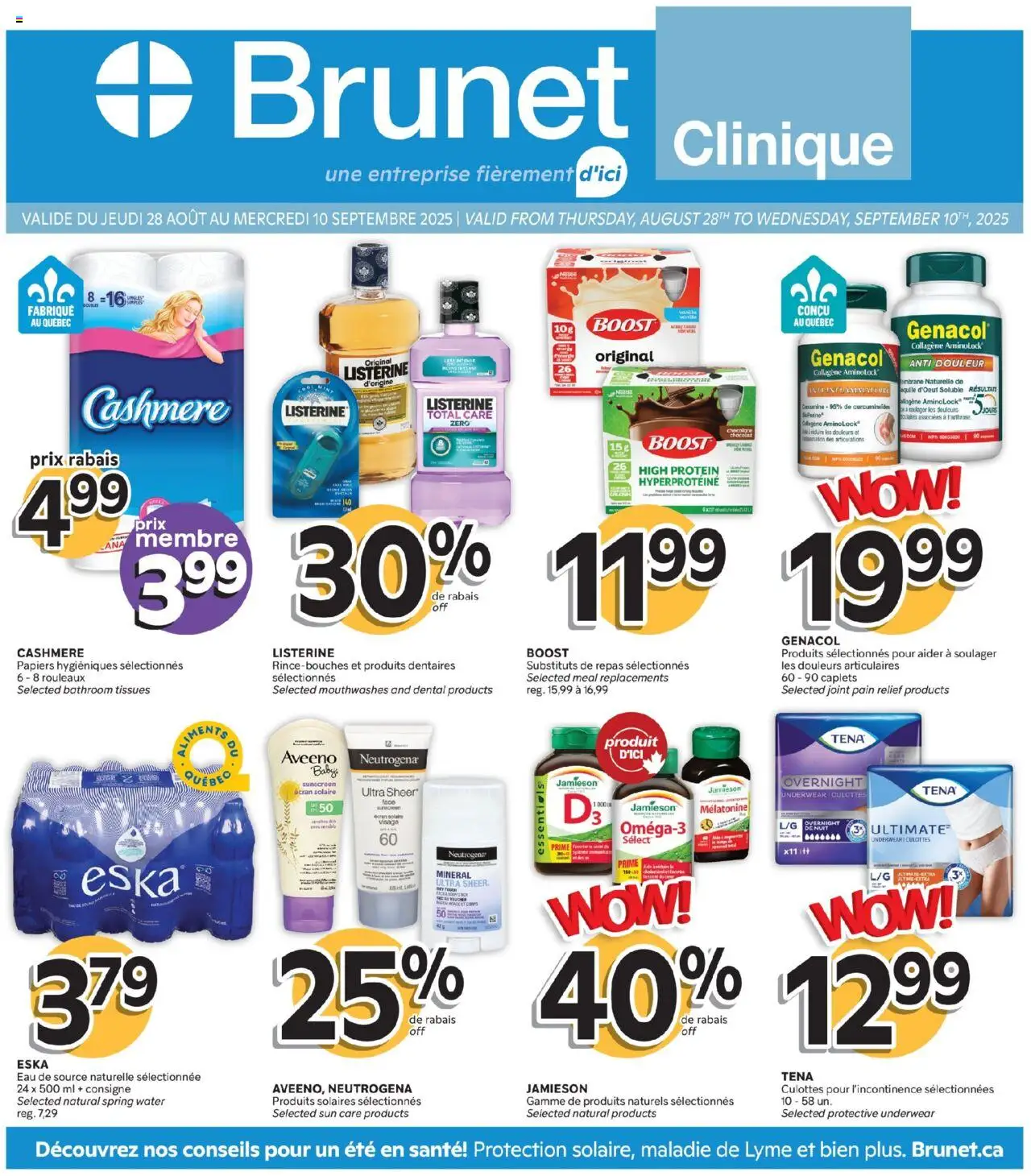 Brunet flyer valid from 28.08.2025 | Page: 1 | Products: Sunscreen, Underwear