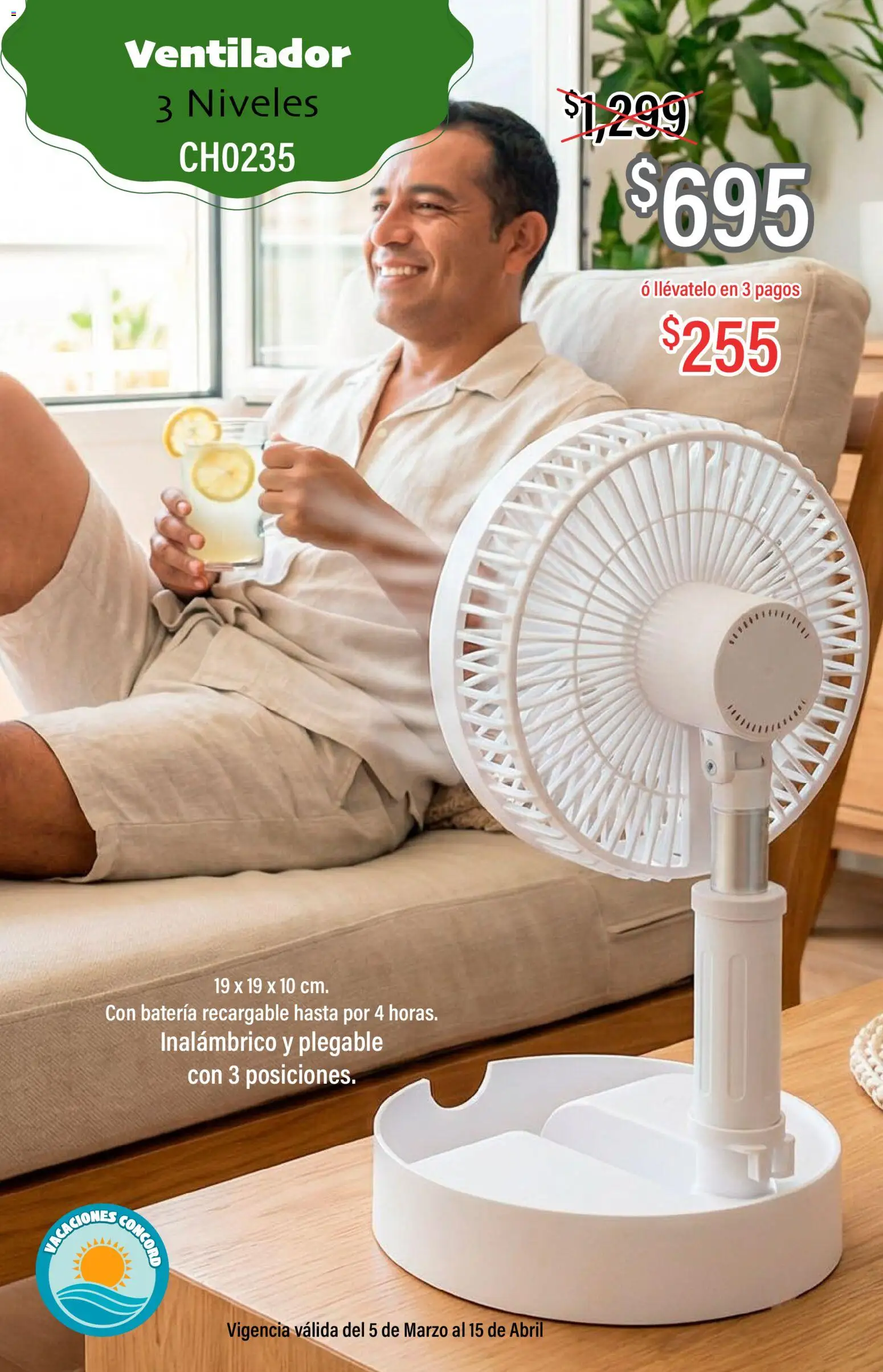 Nuevas ofertas de Colchas Concord válidas en toda la República Mexicana desde el 05.03.2026. ¡Encuentra las mejores ofertas en Colchas Concord catálogo Vacaciones! | Página: 27 | Productos: Ventilador, Batería