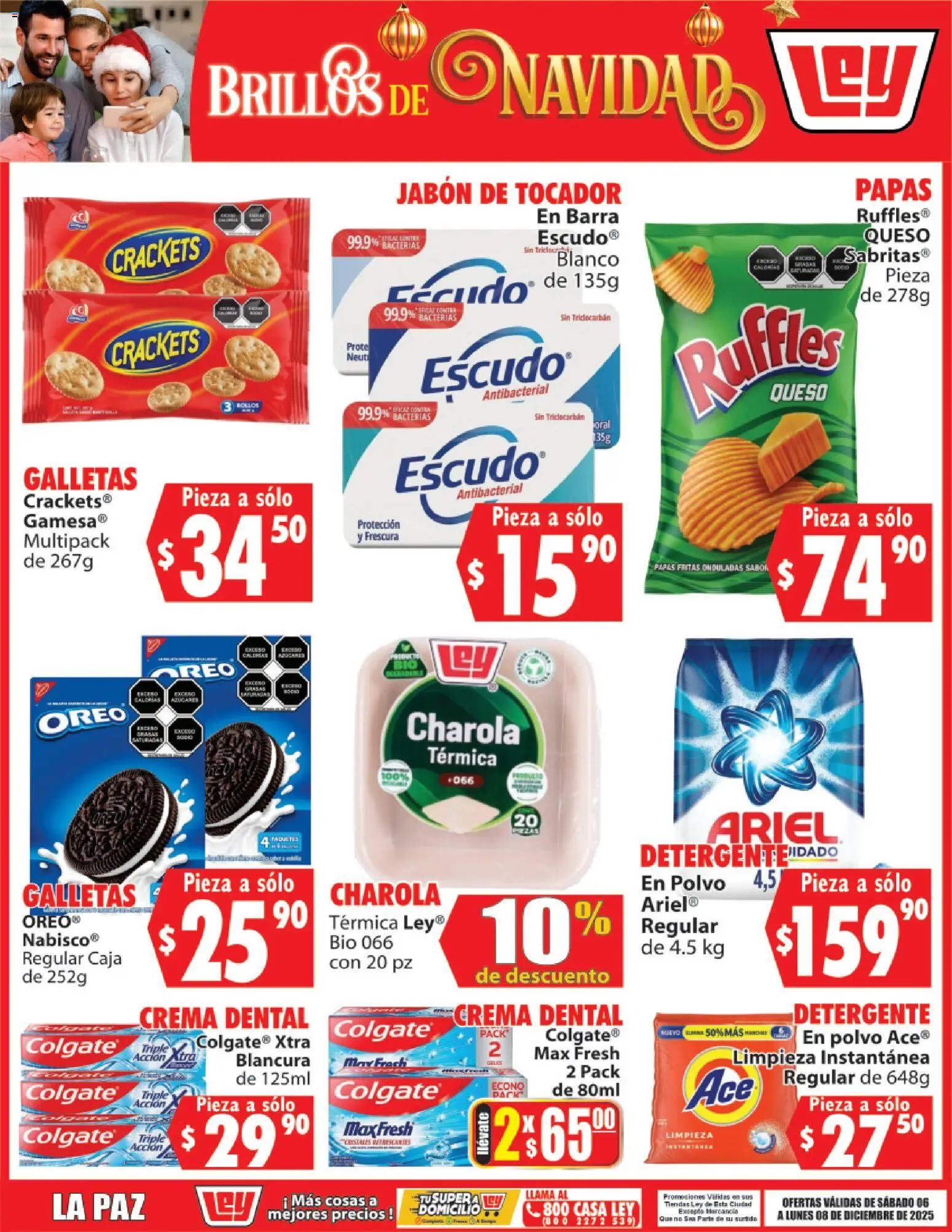 Nuevas ofertas de Casa Ley válidas en toda la República Mexicana desde el 06.12.2025. ¡Encuentra las mejores ofertas en Casa Ley folleto Brillos de Navidad! | Página: 3 | Productos: Crema, Papas fritas, Barra, Caja