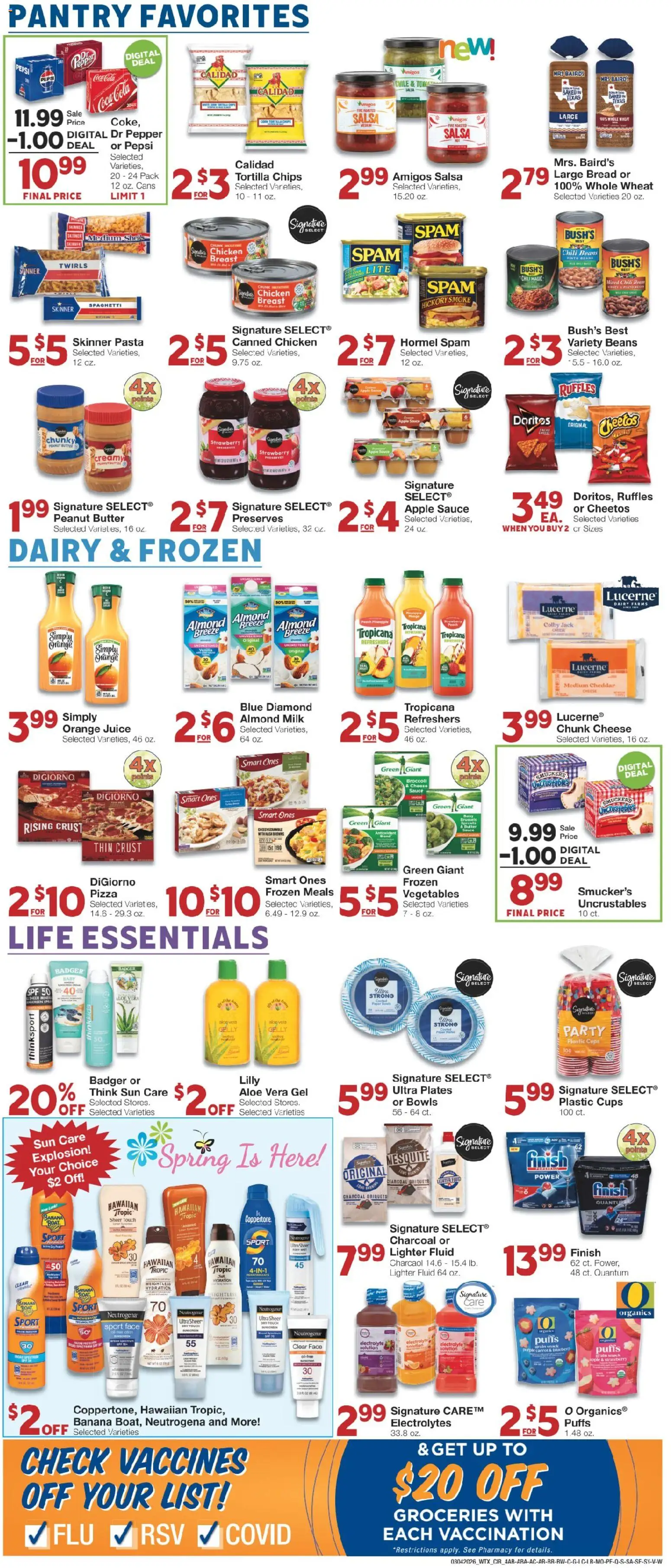United Supermarkets Weekly Ad - valid from 04.03.2026 | Page: 4 | Products: Butter, Bread, Juice, Vegetables