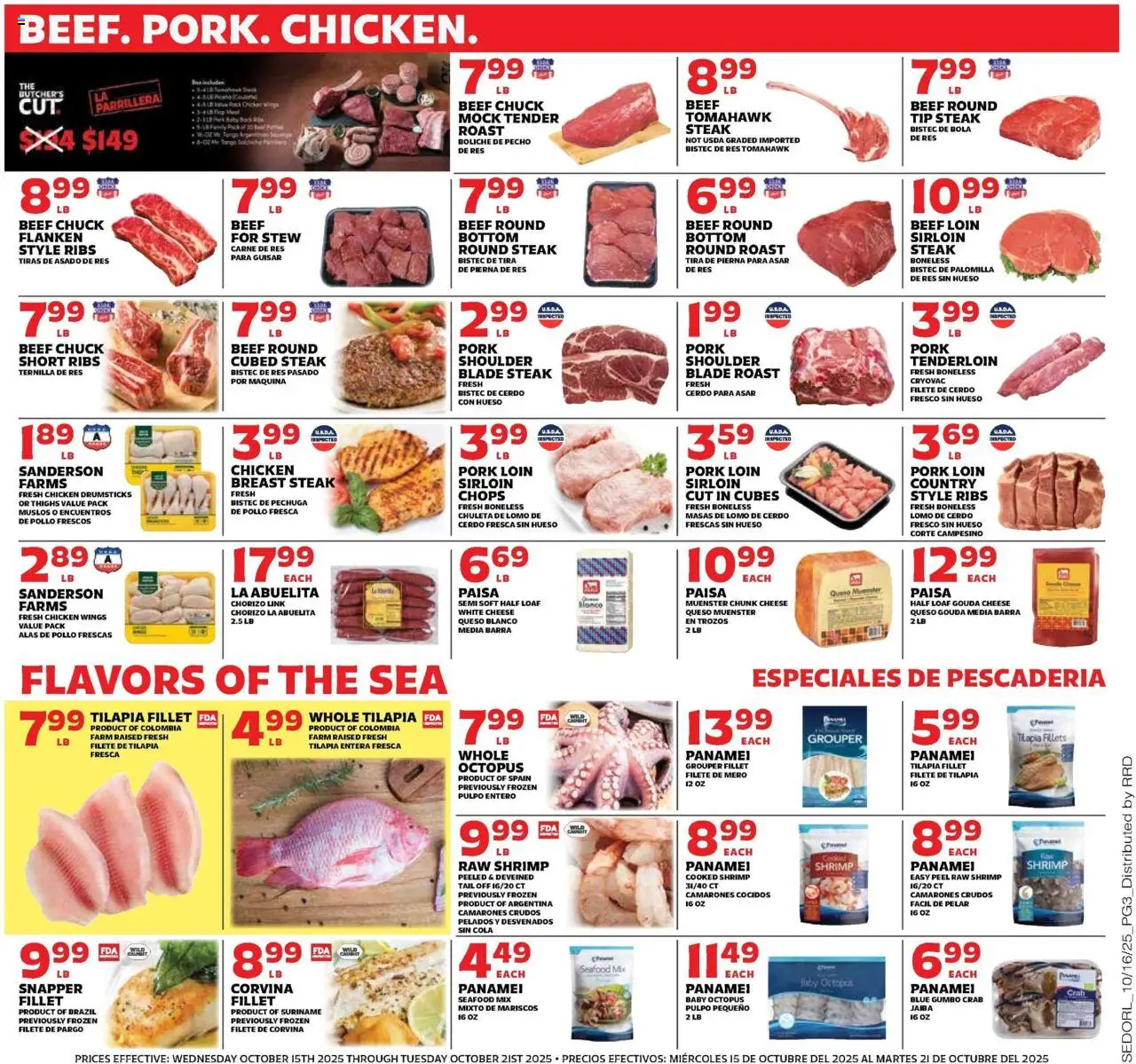 Sedano's - Current Ad - FL - valid from 15.10.2025 | Page: 3 | Products: Cheese, Pork, Beef, Seafood