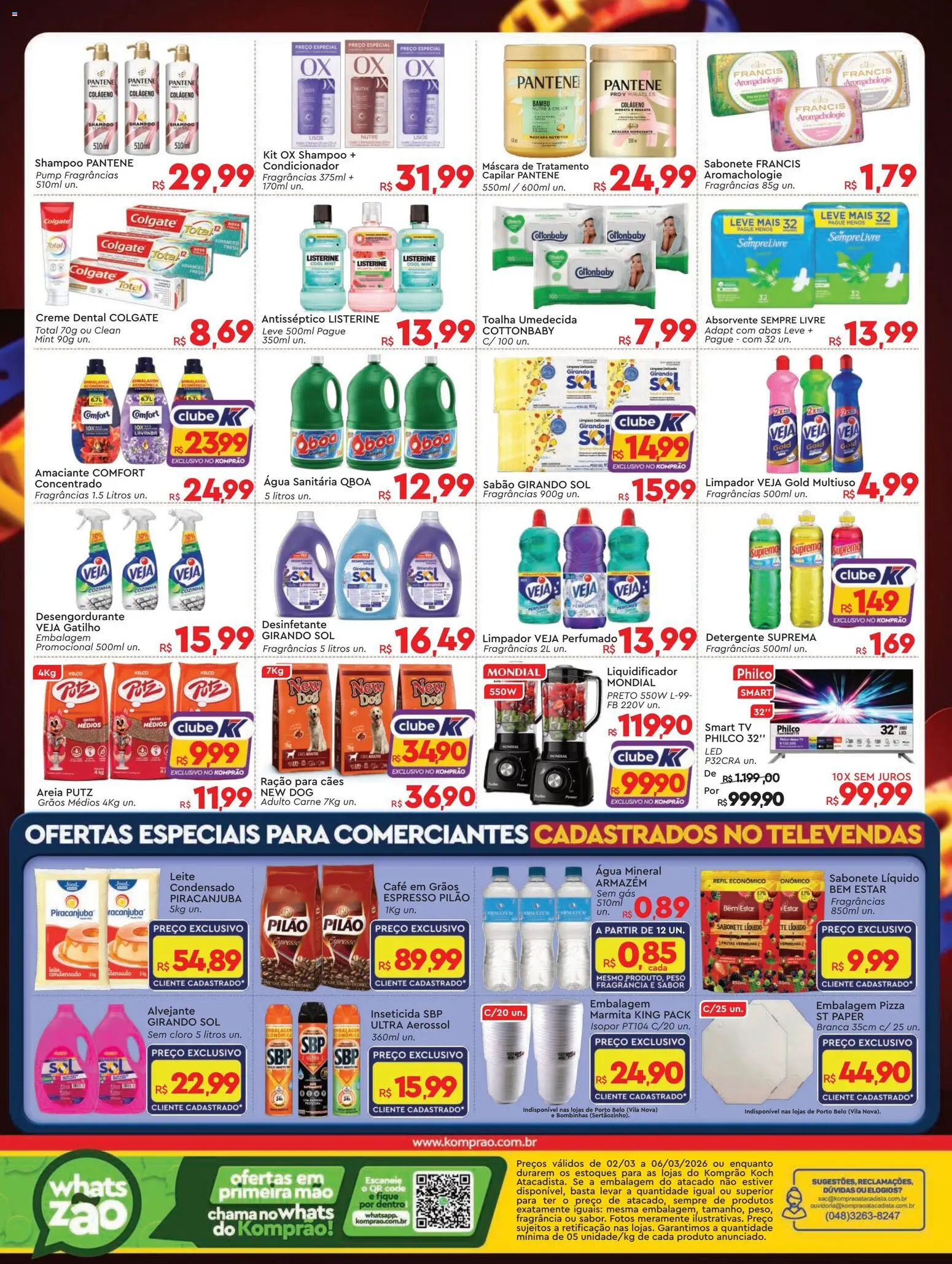 Komprao Atacadista Folheto - válido de 02.03.2026 | Página: 4 | Produtos: smart TV, Liquidificador, Sempre Livre, Absorvente