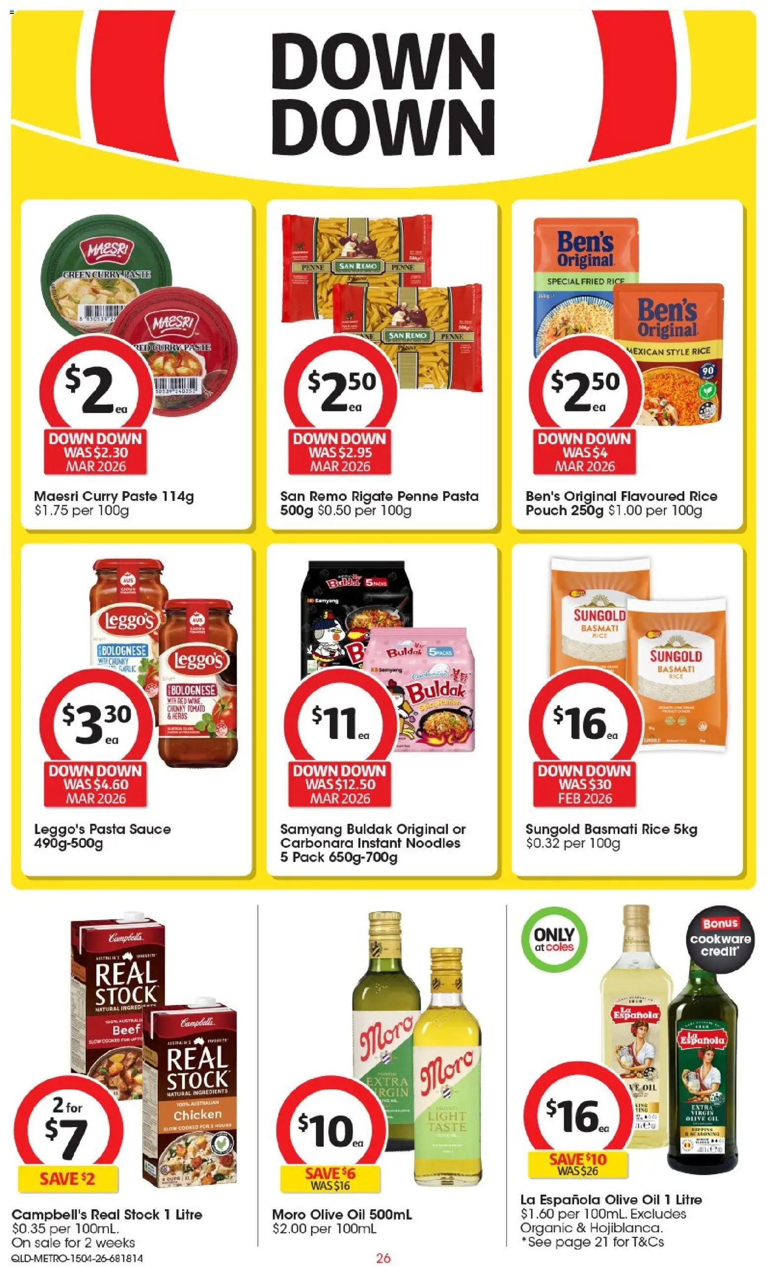 Coles catalogue - valid from 15.04.2026 | Page: 26 | Products: Light, Chicken, Pasta, Olive oil