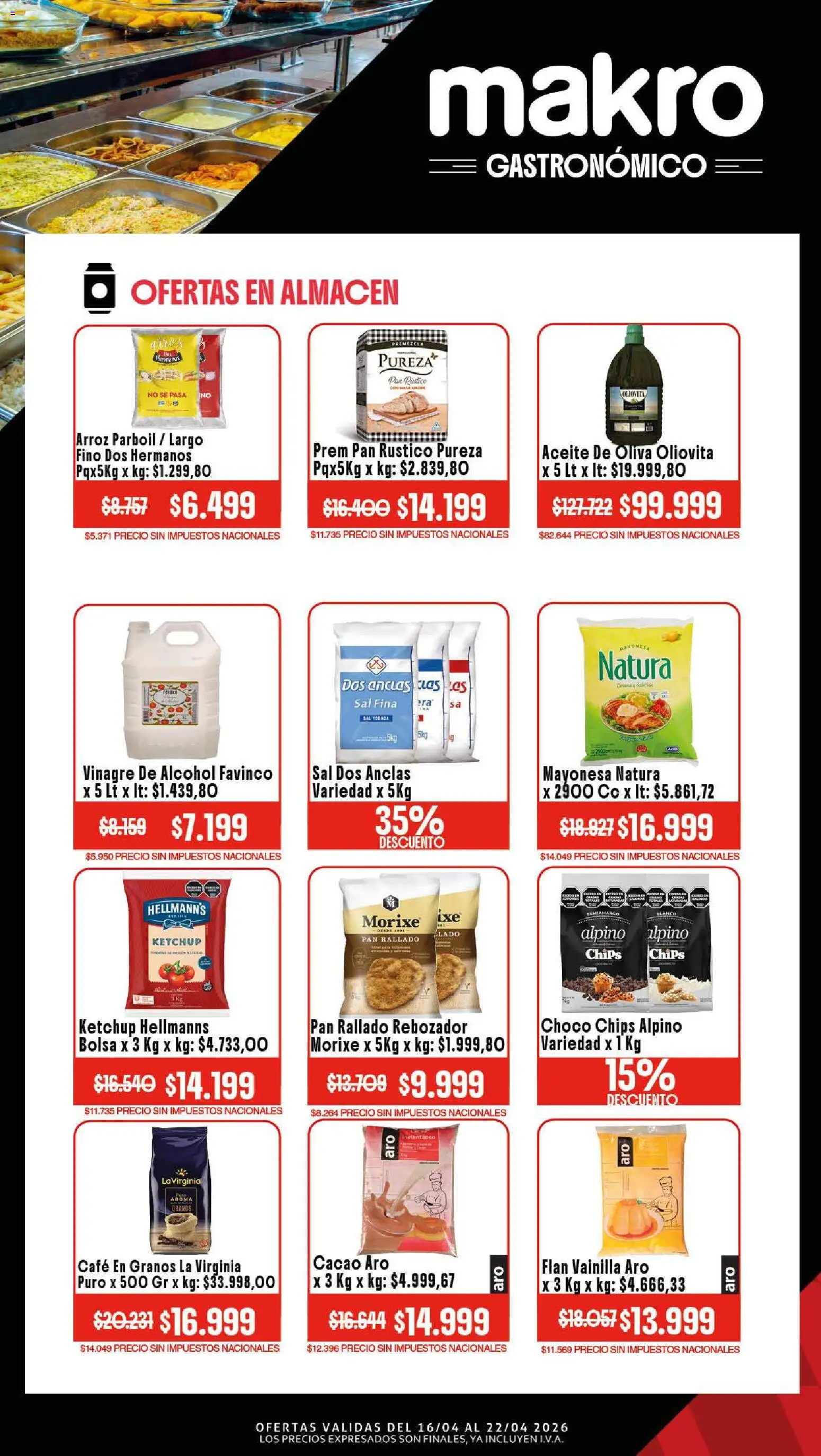 Makro Ofertas GASTRONÓMICO │ válido desde el 16.04.2026 | Página: 3 | Productos: Vinagre, Mayonesa, Oliva, Pan