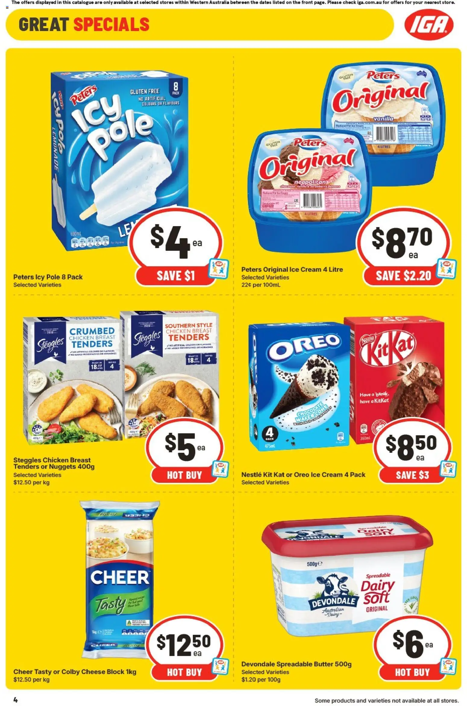 IGA catalogue - valid from 28.01.2026 | Page: 4 | Products: Butter, Cheese, Cream, Ice cream