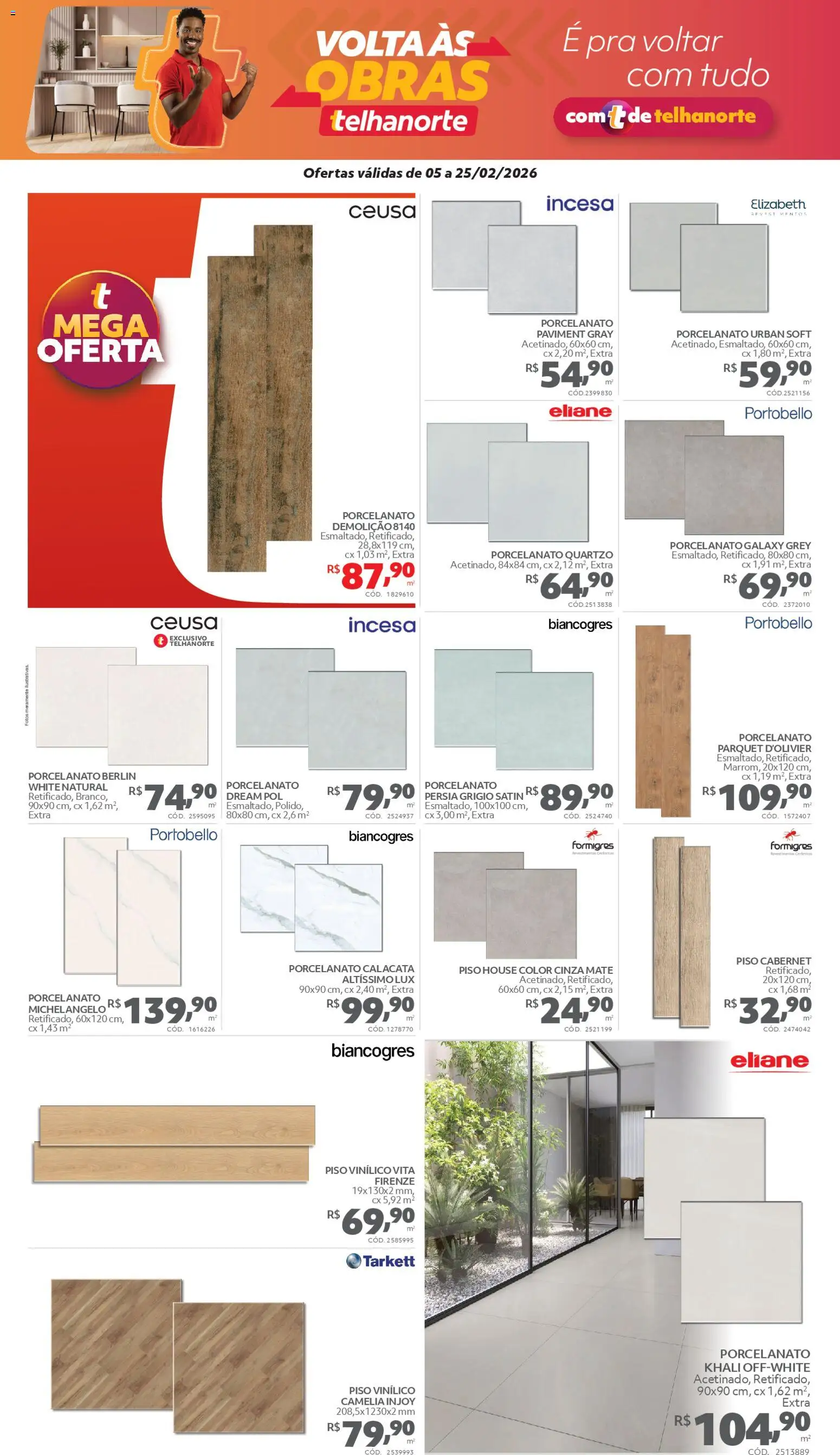 Telhanorte Folheto - válido de 05.02.2026 | Página: 2 | Produtos: Piso, Porcelanato