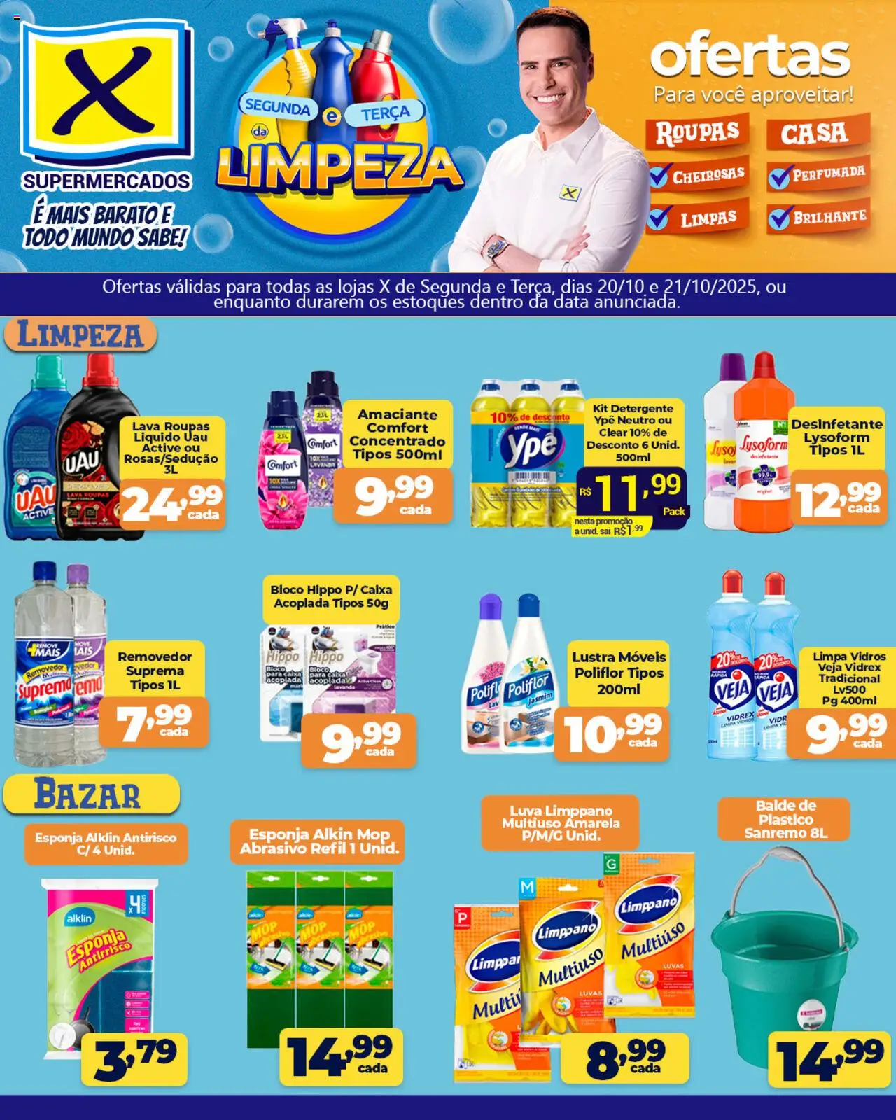 X Supermercados Folheto - válido de 20.10.2025 | Página: 1 | Produtos: Lustra móveis, Detergente, Caixa, Desinfetante