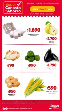 Vista previa Hipermercado Libertad - Súper Canasta de Ahorro válido desde el 15.01.2026 | Página: 3 | Productos: Choclo, Pera, Berenjena, Canasta