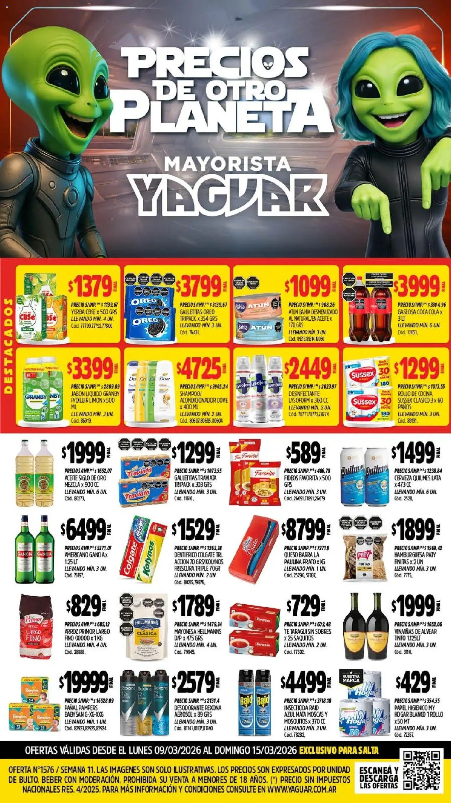 Yaguar - Oferta Semanal Salta │ válido desde el 11.03.2026 | Página: 3 | Productos: Galletitas, Mayonesa, Queso, Fideos